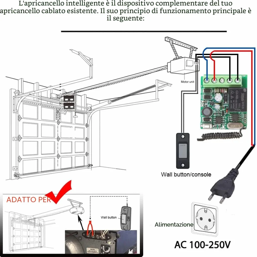 DieseRC Radiocomando Interruttore 433 MHz 220V 230V 1 Canale Ricevitore con Trasmettitore