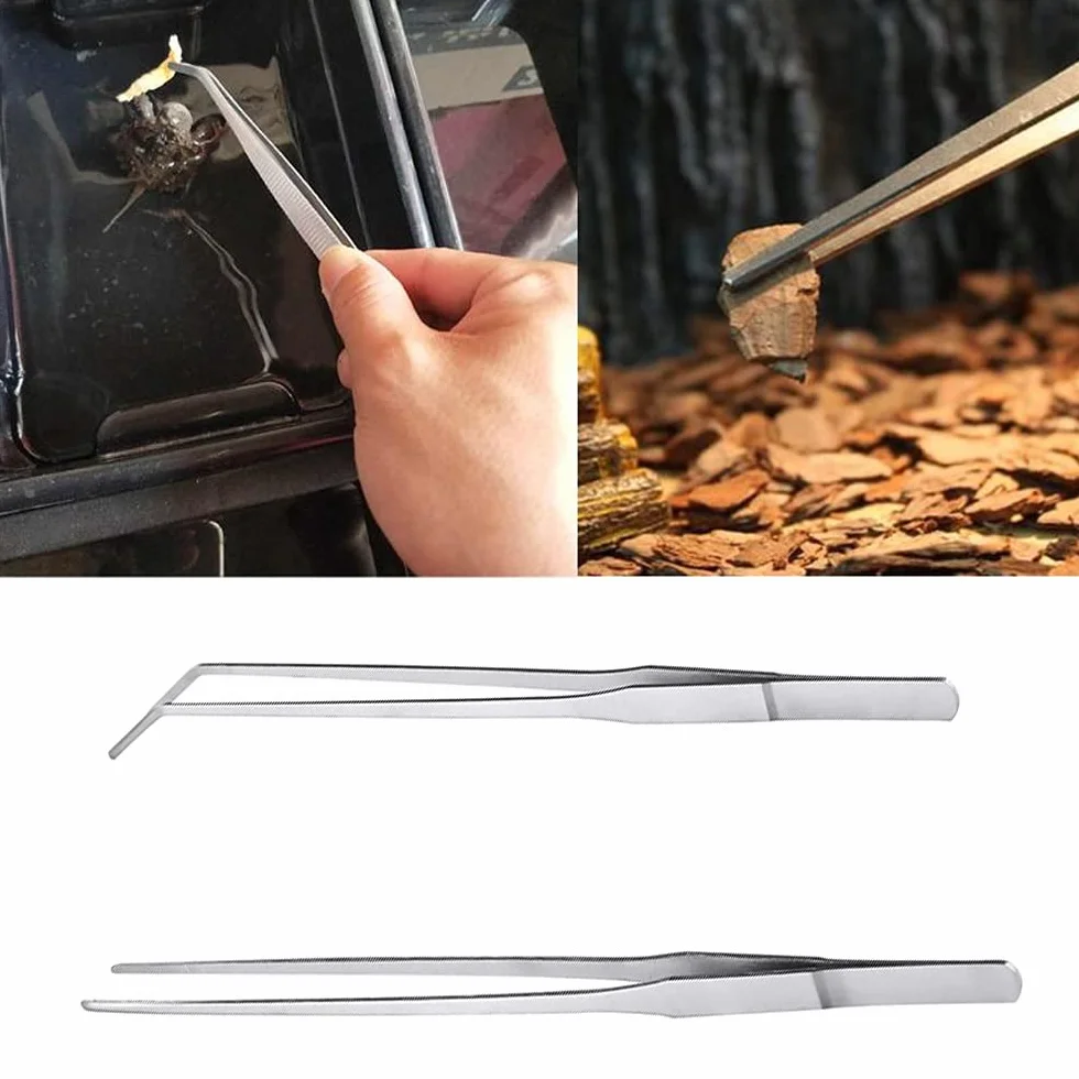 MMOBIEL 2 Pinzette in acciaio inossidabile 27 cm dritte/curve per aquascaping e giardinaggio