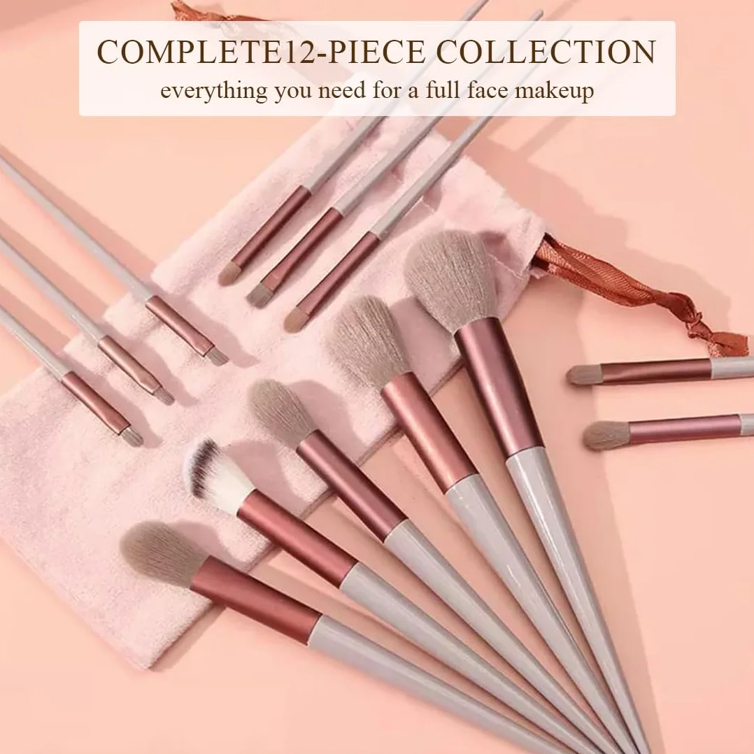 Pennelli Make Up,13 Pezzi Set Pennelli Make Up,Set Viso e Occhi,Trucchi,Pennello Trucco Sintetico a Setole Morbide per Makeup Brushes Regalo,per Fondazione,Cipria,Ombretto,Fard(Marrone)