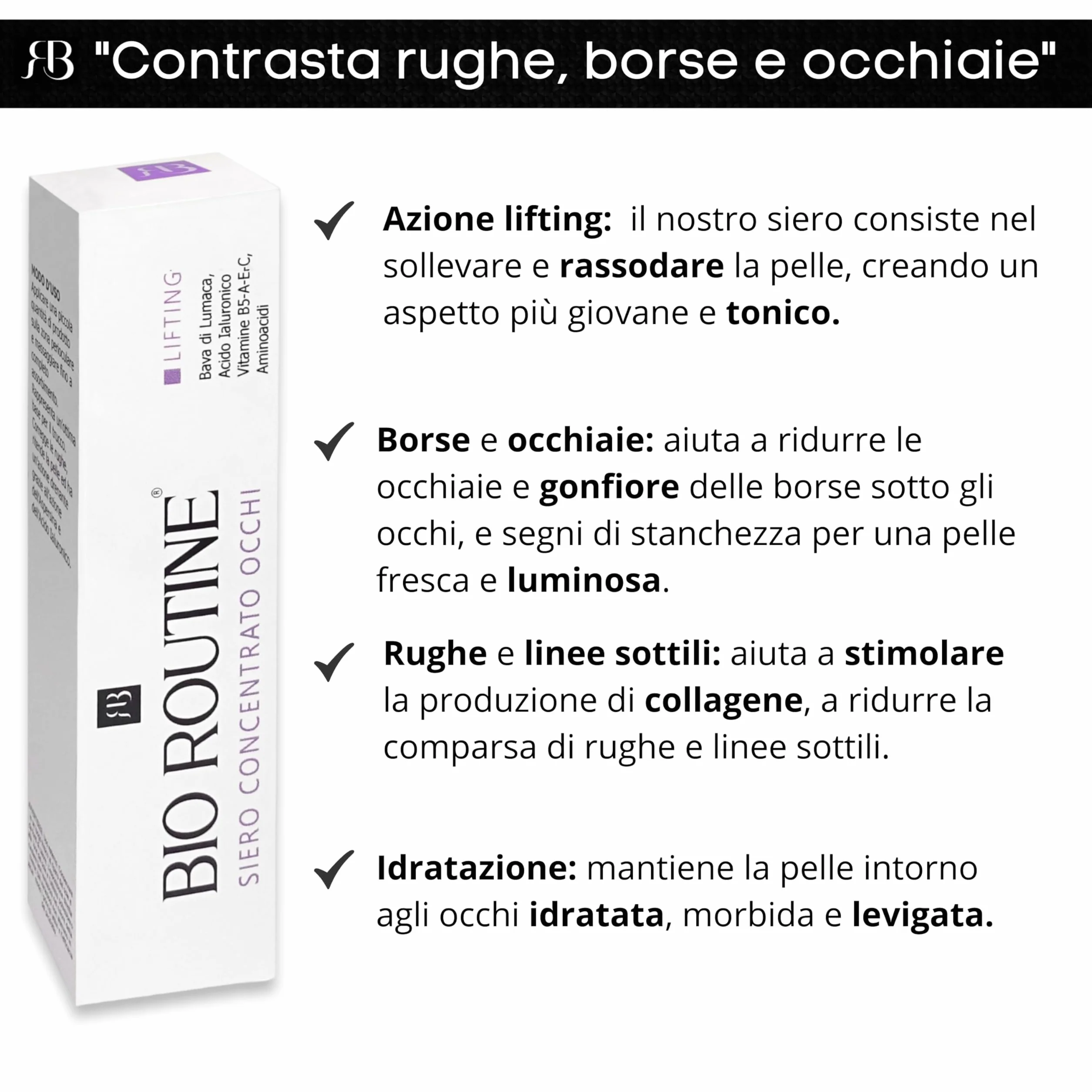 Siero Contorno Occhi Antirughe e Antiocchiaie con Bava di Lumaca e Acido Ialuronico - Effetto Ghiaccio Anti-fatica Riduce Rughe, Borse e Occhiaie per uno Sguardo Riposato