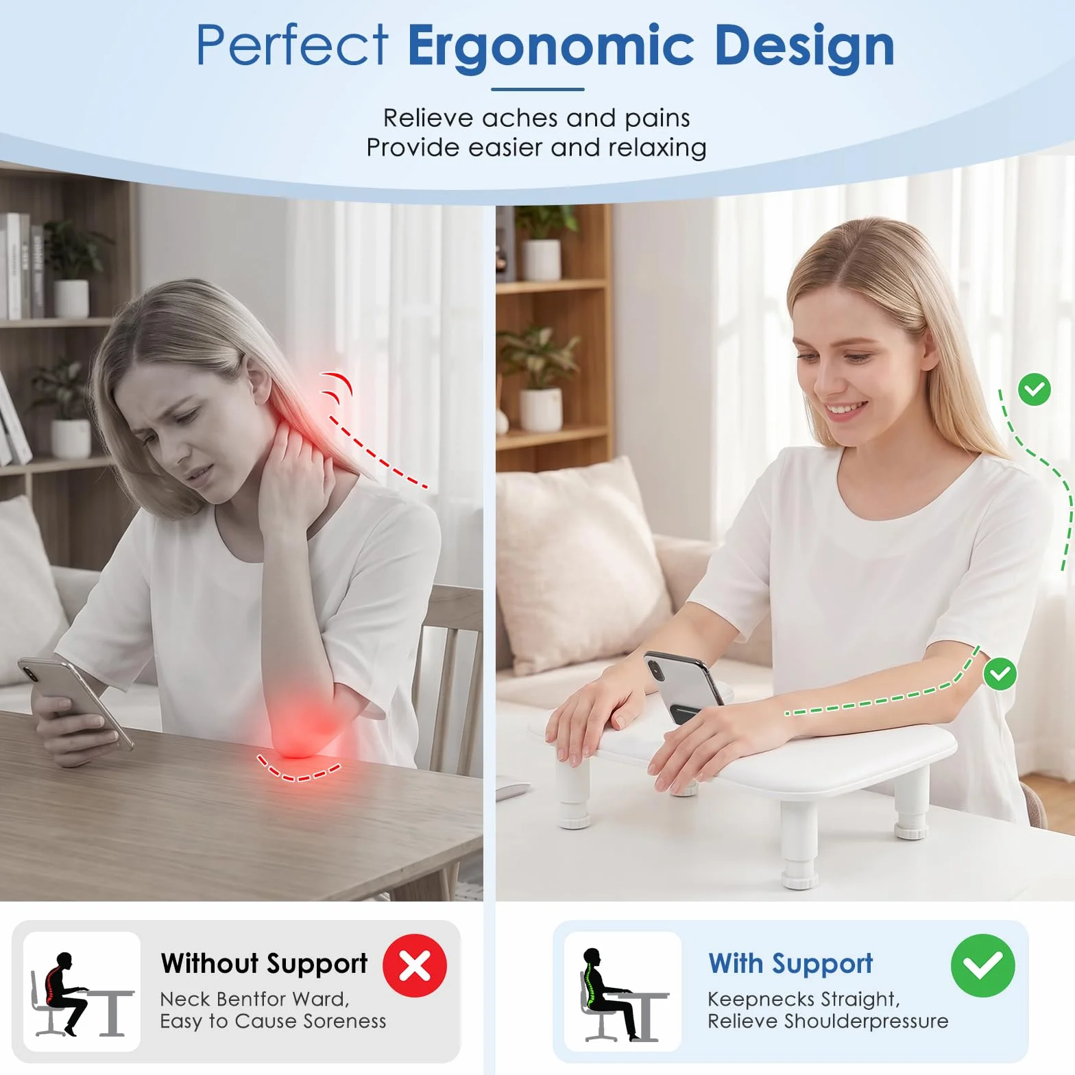 Poggiamano per Unghie Professionale: Regolabile Poggia Mani per Unghie | Poggia Mano per Unghie con Supporto per Telefono - Comoda Custodia in Similpelle Appoggia Mani per Unghie Casa Salone, Bianco