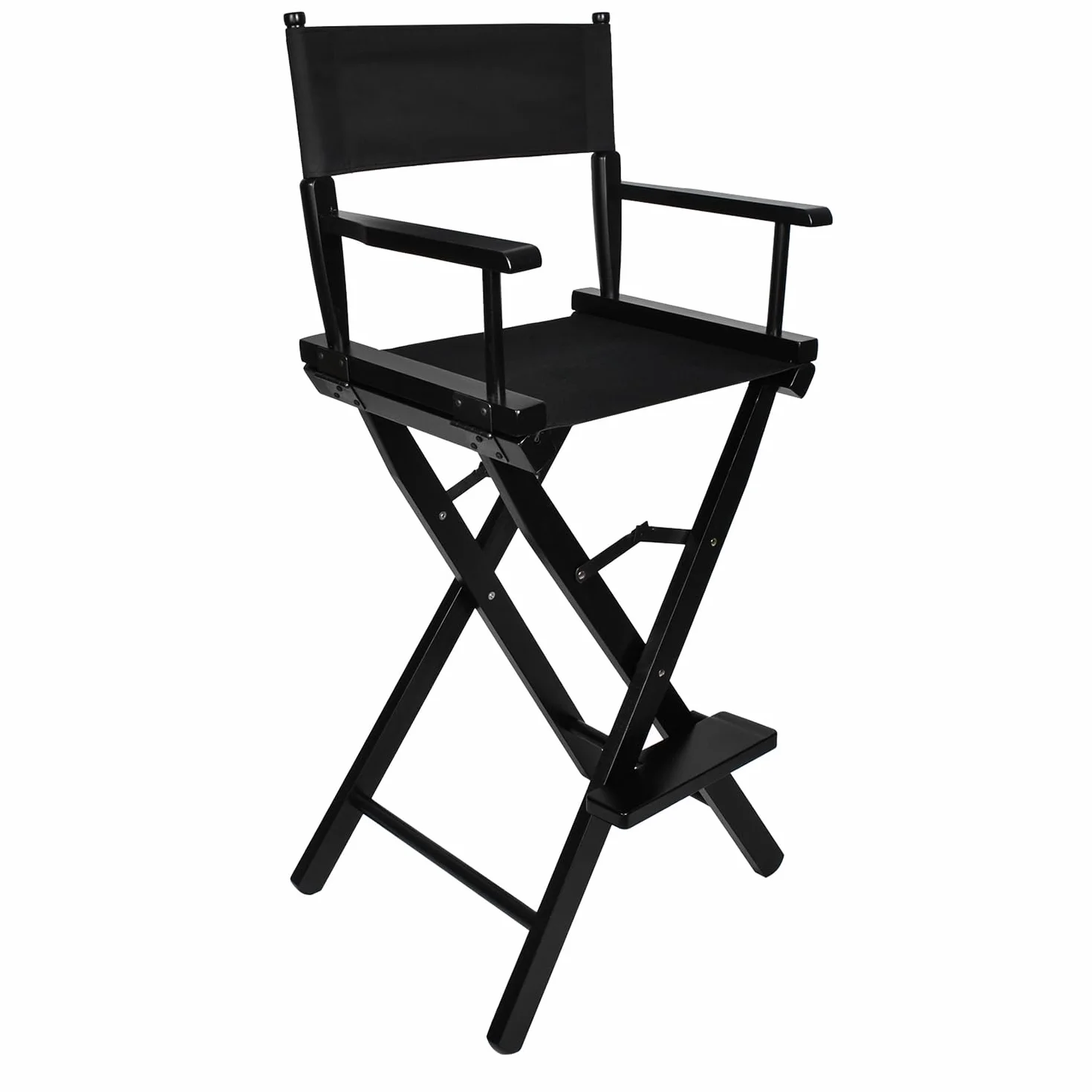 Sedia trucco pieghevole in legno con poggiapiedi e braccioli – poltrona make-up portatile per truccatori, saloni e home studio – leggera, richiudibile, rivestimento impermeabile, portata 140 kg