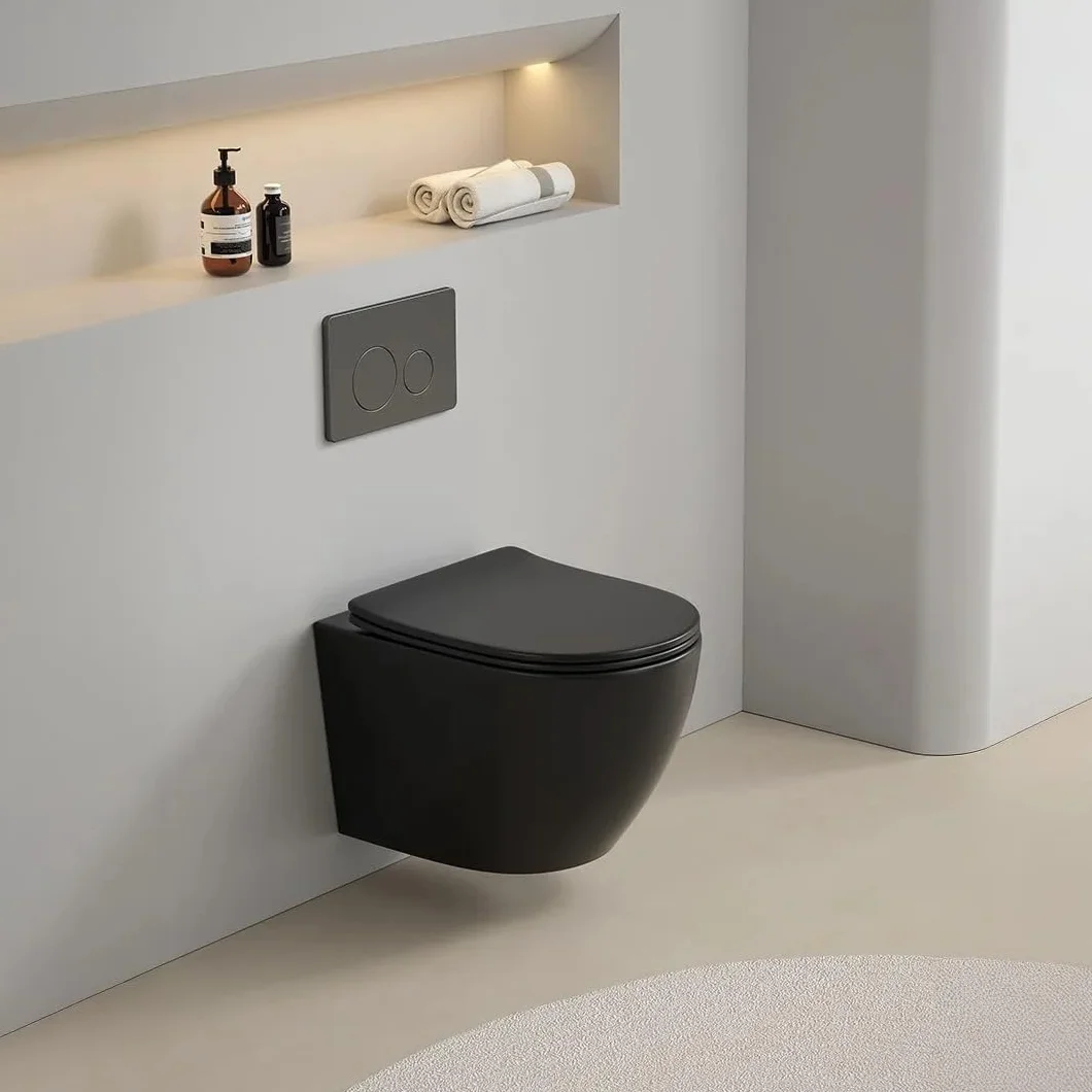 Kiamami Valentina WC Sospeso Ceramica Nero Opaco Folk