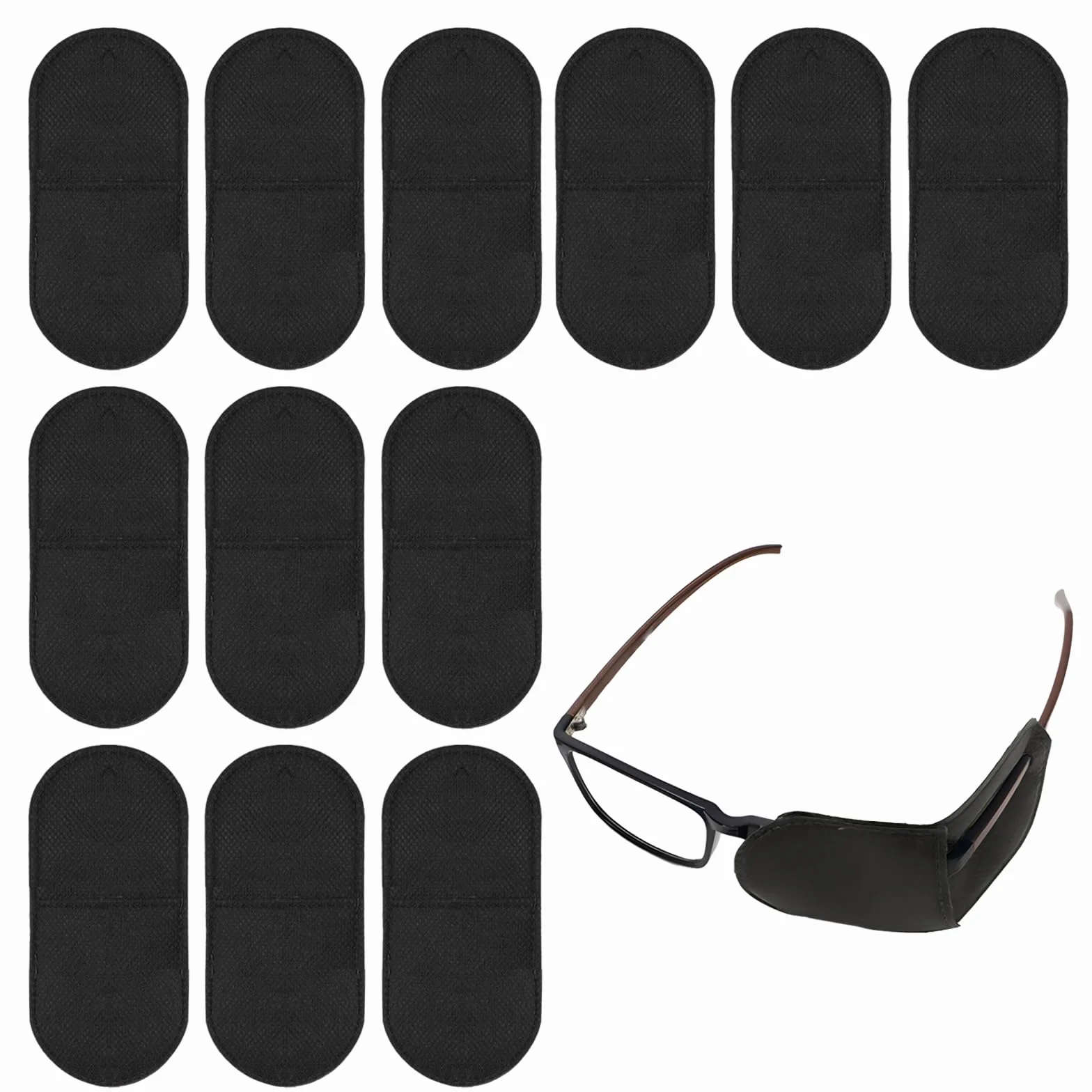 12 Pezzi Patch Occhio per Occhiali, Benda per Occhio in non Tessuto, Riutilizzabili Benda Oculari per Sinistro Destro per Occhio Pigro, Ambliopia, Miglioramento della Visione Strabismo Bambini Adulti