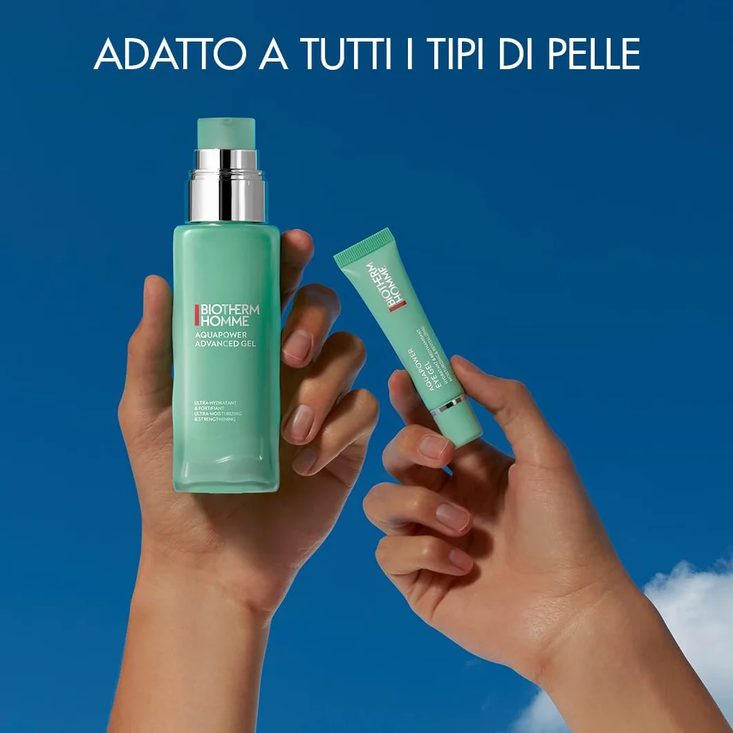 BIOTHERM HOMME Aquapower Eye Gel, Gel Contorno Occhi Uomo, Per Tutti i Tipi di Pelle, Effetto Rinfrescante e Idratante, Riduce le Borse, Arricchito con Caffeina e Life Plankton, 15 ml