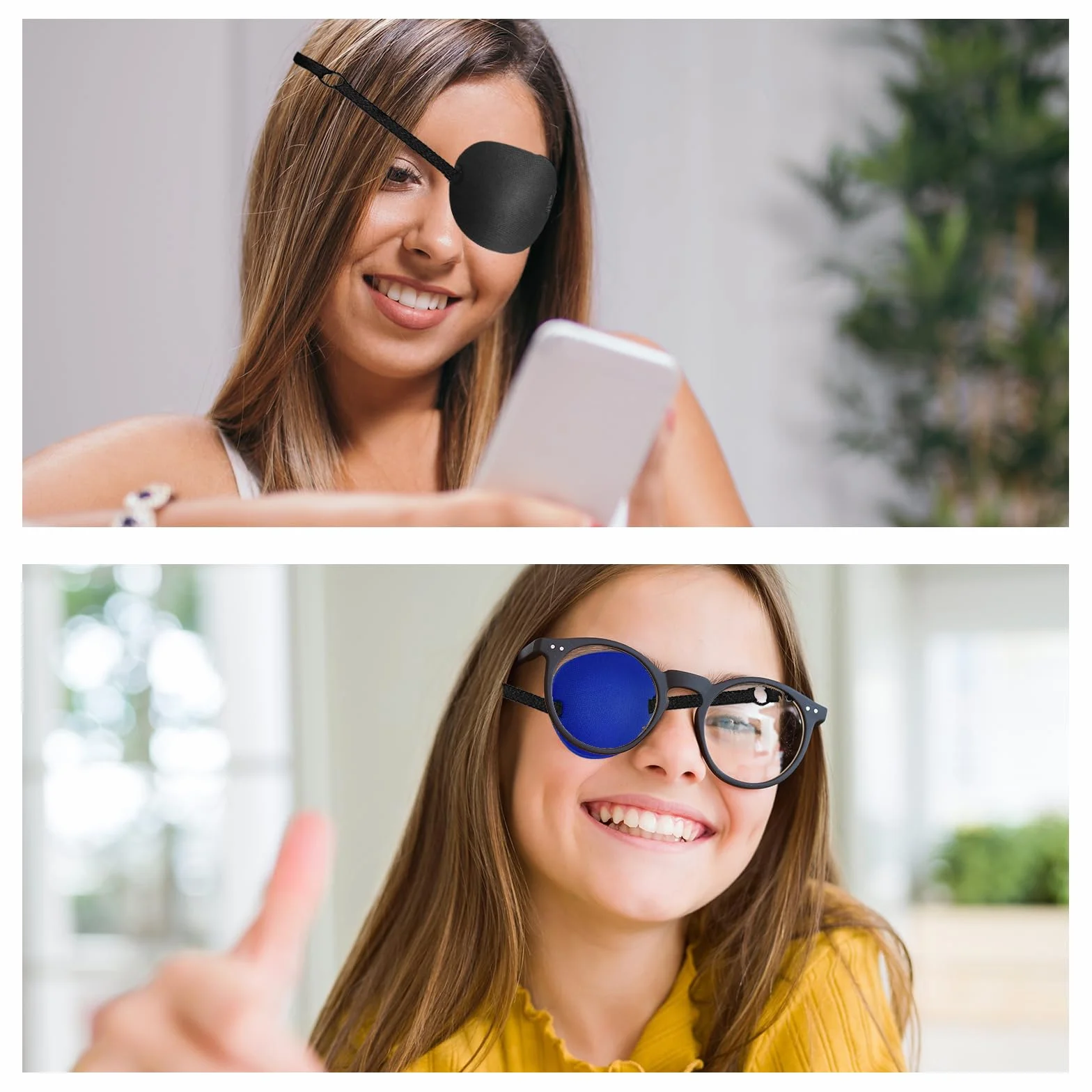 UILYNIU 6 Pezzi Benda per Occhio Benda per Occhio, Regolabile Traspirante Elastico Eye Patch, Pirata Singolo Occhio Patch per L'amliopia e lo Strabismo, Festa Cosplay (Nero, Blu)