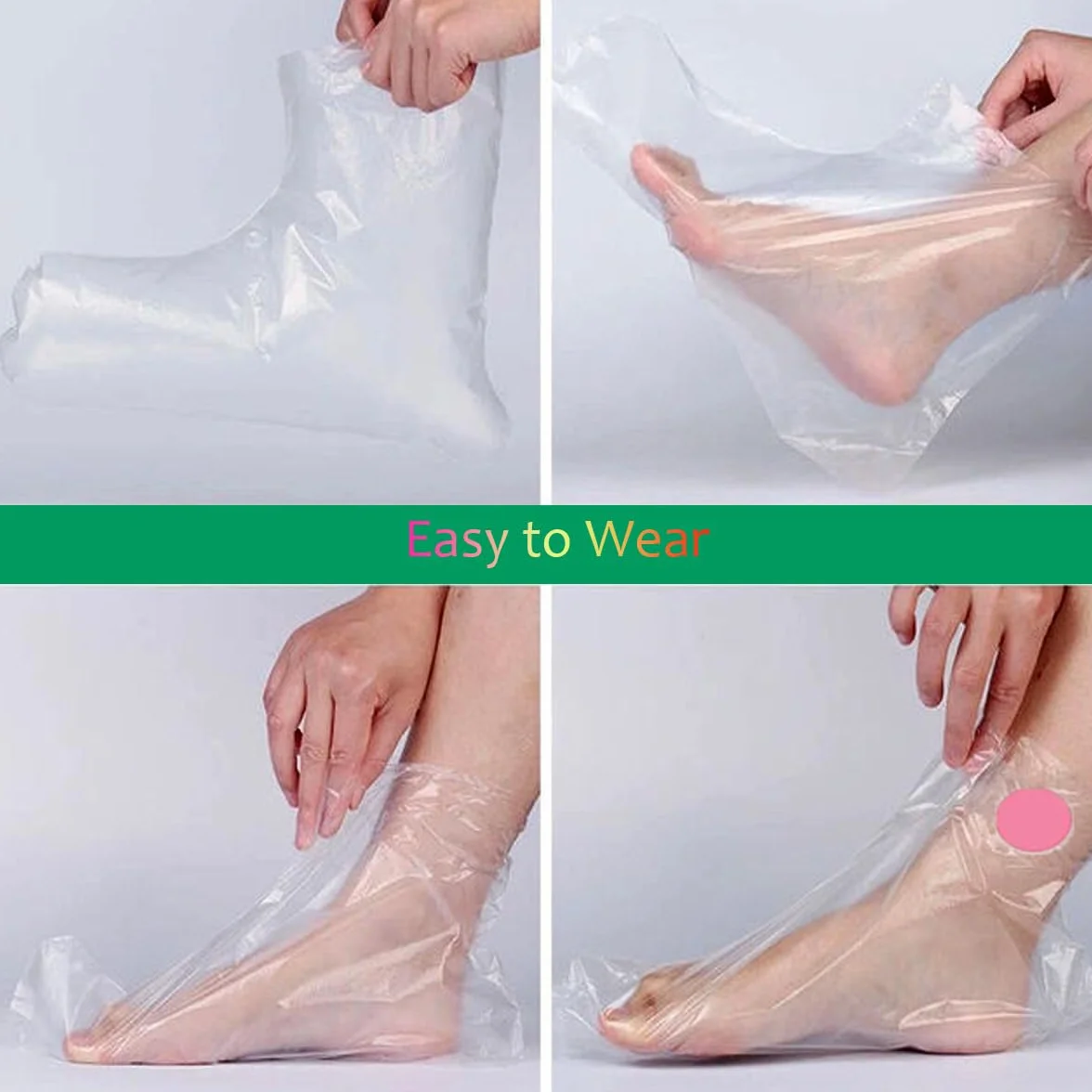 100 sacchetti per piedi e 100 sacchetti per mani con adesivi, fodere in cera paraffina per piedi mani, grandi calze in plastica per terapia termica per piedi e pedicure, trattamento con cera termale