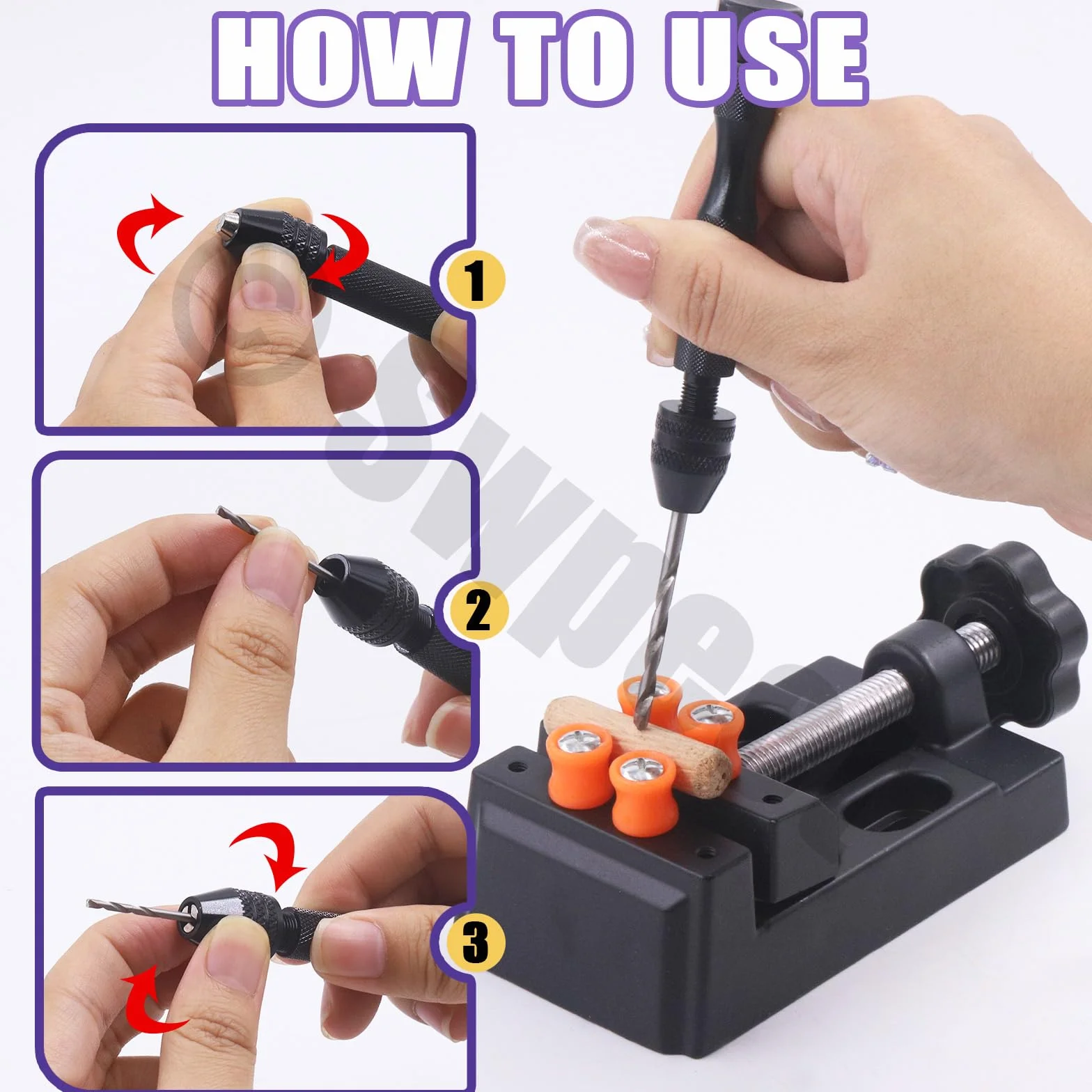 Swpeet Set utensili trapano a mano punta a perno (N3)