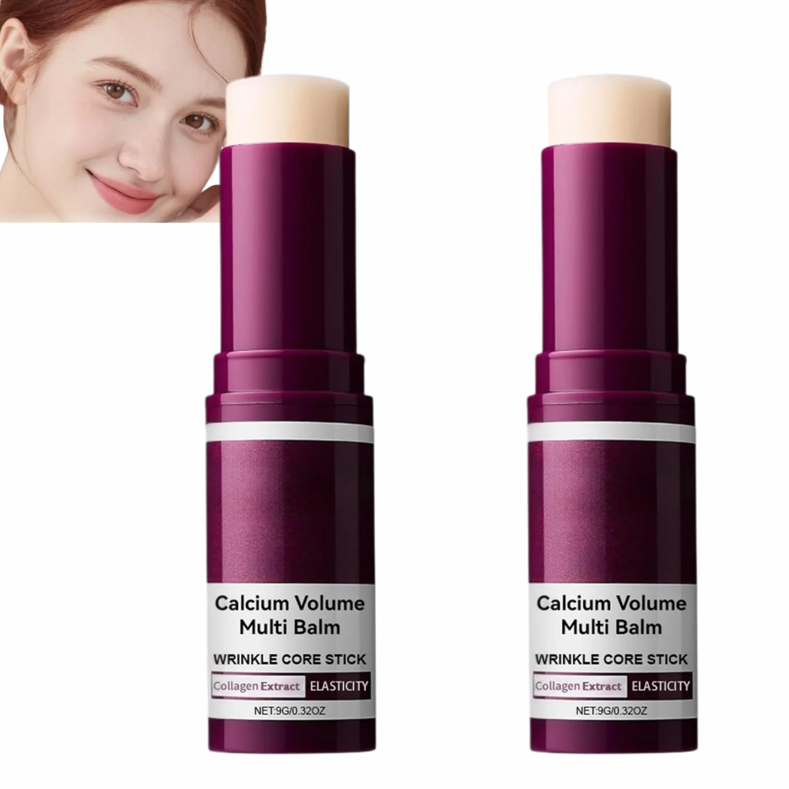 Calcium Volume Multi Balm Stick, stick antirughe con estratto di collagene, balsamo idratante ed elasticizzante per viso, occhi e labbra, cura multiuso per l'uso quotidiano (2 pezzi)