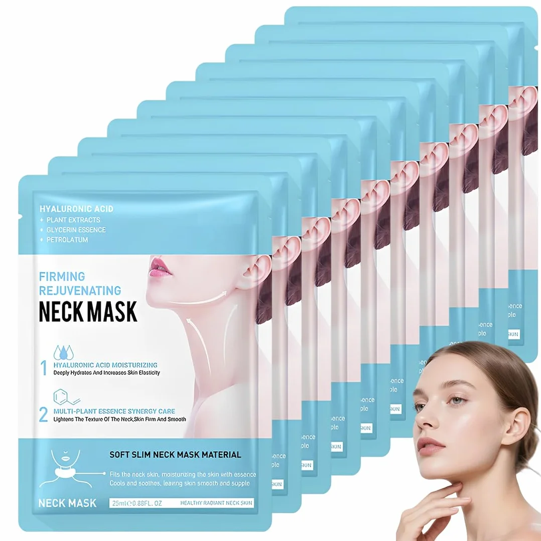 GXGM 10 Pezzi Maschera per il Collo, Maschera Collo Lifting, Mask Idratante Cuello, Patch Cuello Antirughe, Idratante, Anti-Età, Doppio Mento, Deep Collagen Mask