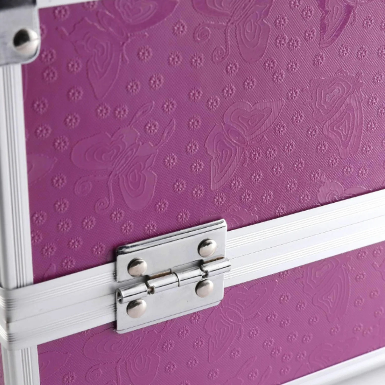 Beauty Case con Specchio Portatile Valigia Porta Trucchi con Specchio Rigida Valigetta Trucco per Truccatori, Studenti di Estetica, Casa, style to 3, Array, Rosa Farfalla