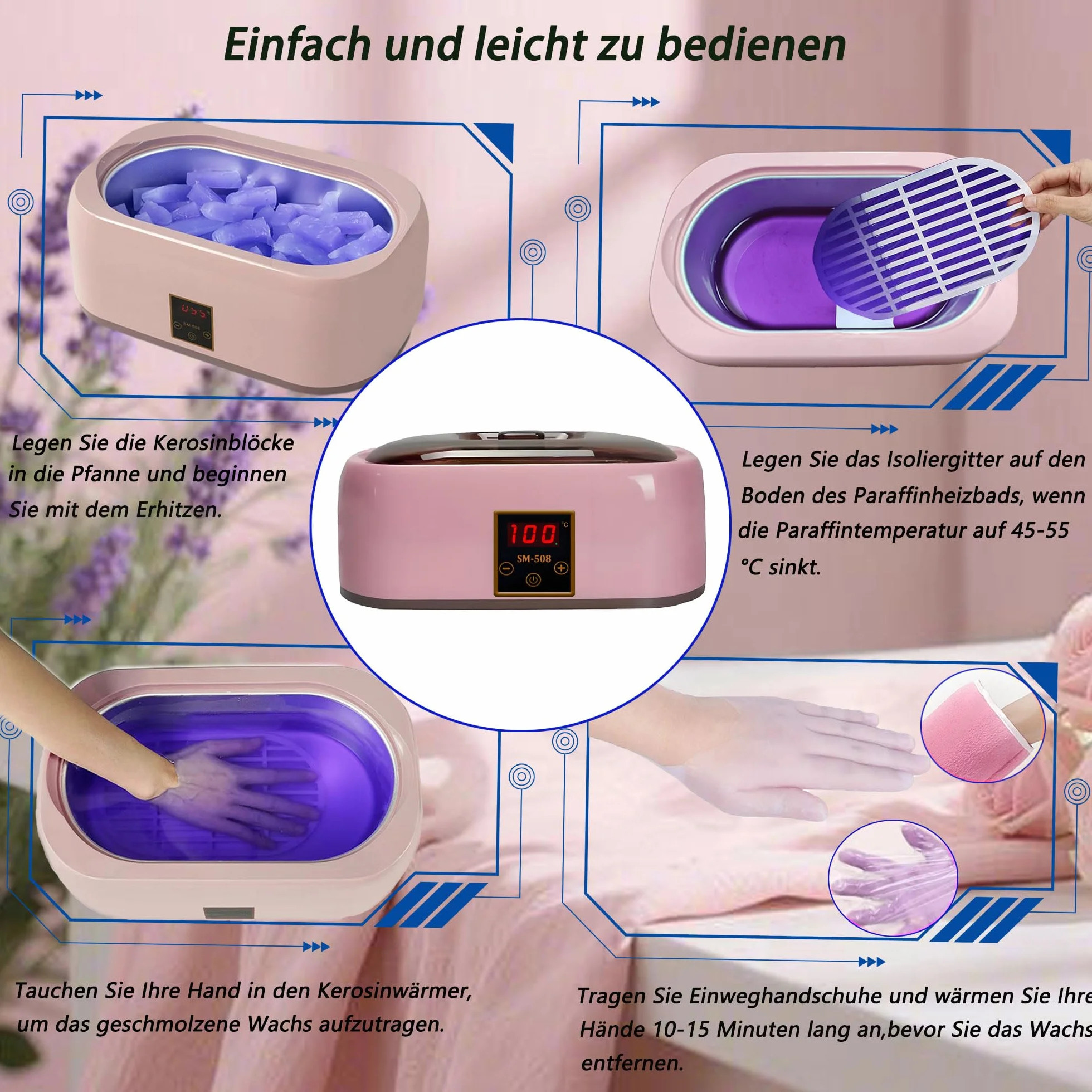 Autumn & Winter Moisturising Hand & Foot Paraffina Wax Machine – 4000 ml Paraffina Wax Bath Paraffina Warming & Moisturising Kit cera si scioglie rapidamente, goditi un Erfa rilassante (Rosso)