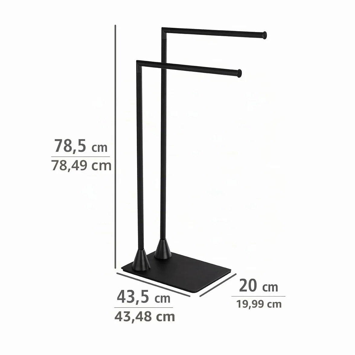 WENKO Piantana portasalviette Hella Stender portabiti, Acciaio, 43.5 x 78.5 x 20 cm, Nero