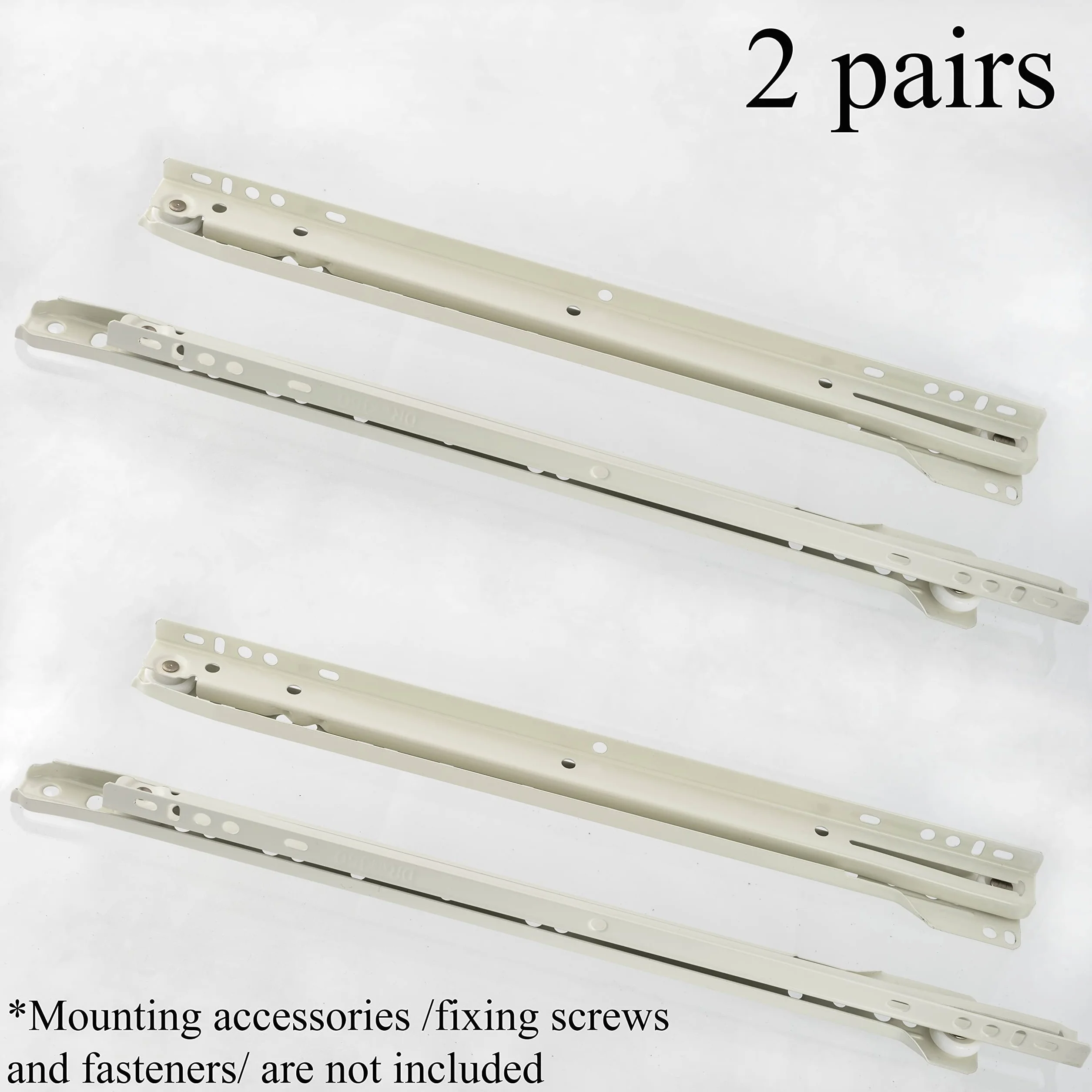 AERZETIX C41023-2 Set Guide Scorrevoli a Rulli 35cm Cassetti Carico Massimo 25 kg Acciaio Bianco per Mobili Armadio