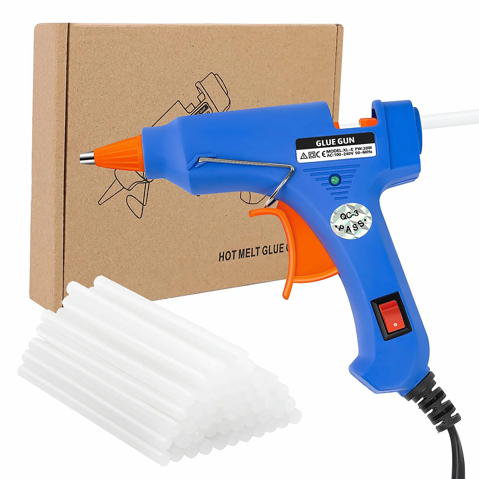Pistola per Colla a Caldo 20W, 40 Stick Colla a Caldo, Mini per DIY Riscaldamento Rapido