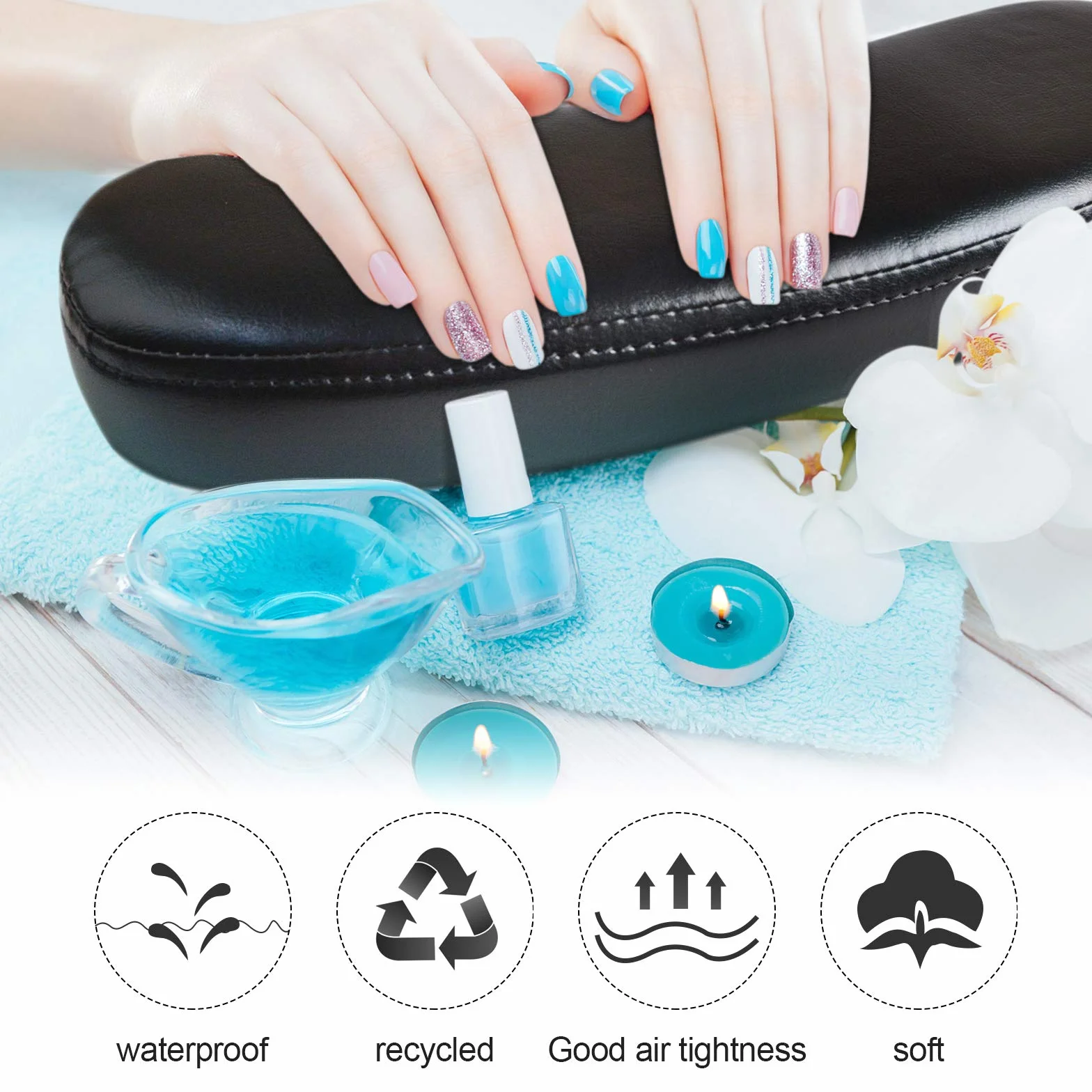 EBANKU Nail Art Cuscino per Mani Cuscino per Unghie in PU Pelle Morbida Manicure Tool Hand Rest Trattamento Cuscini (Nero)