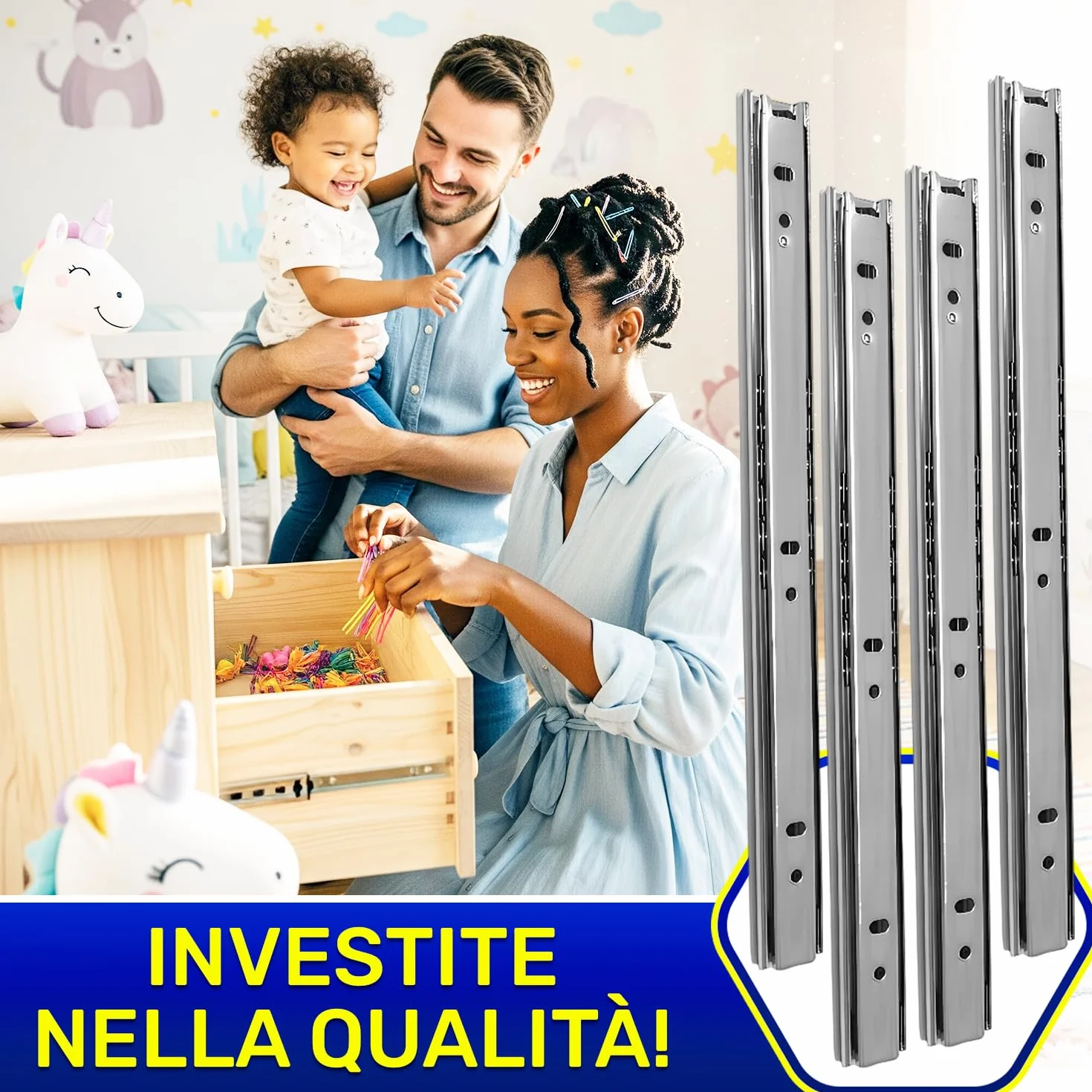 MONTERAL Guide per Cassetti Telescopiche 350mm x 27mm Cuscinetti a Sfera 2 Coppie