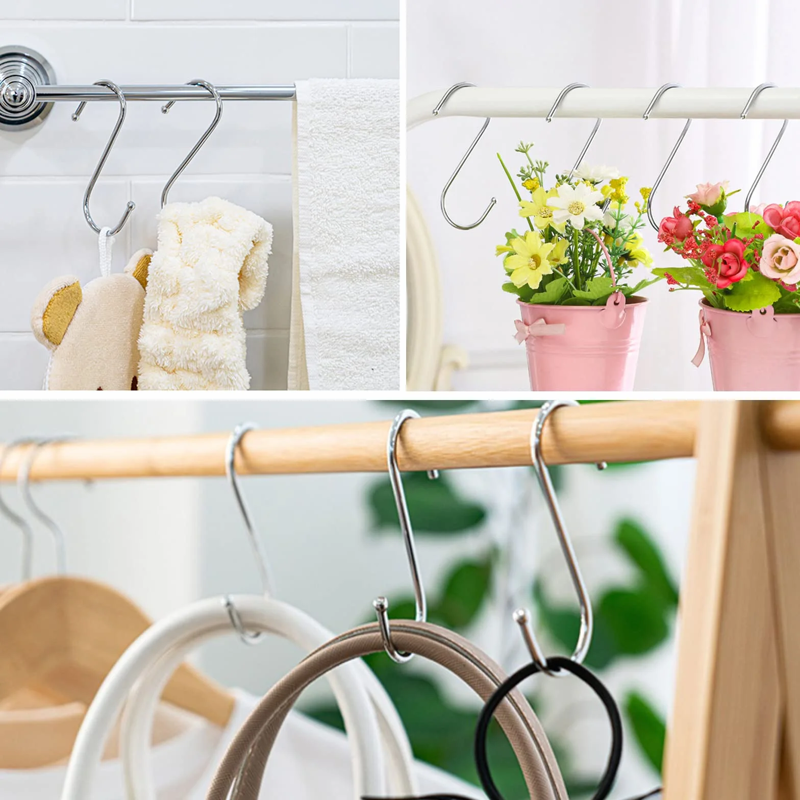 Ganci a S in Metallo 20 Pezzi Attaccapanni Multifunzione per Bagno Cucina