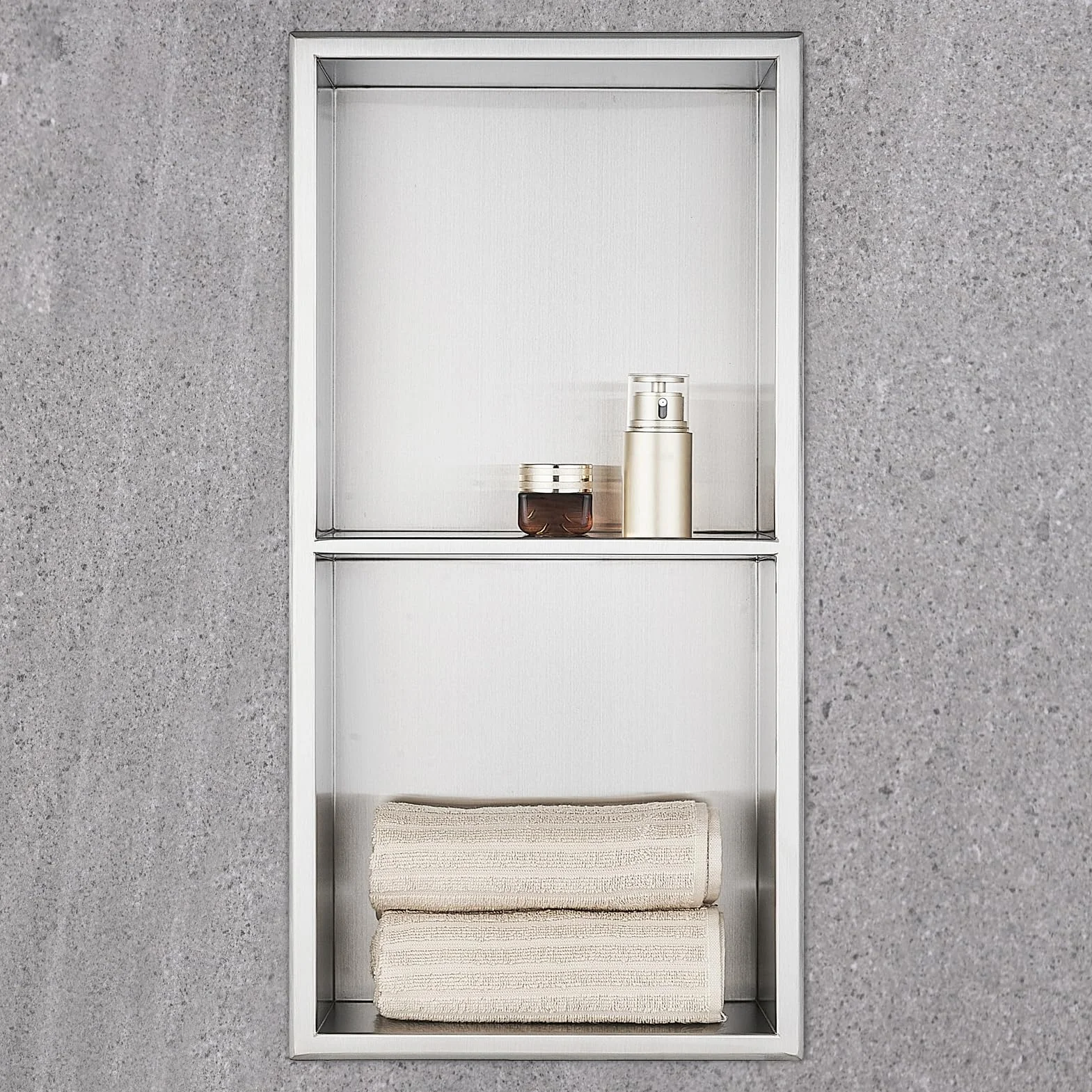 Nicchia Doccia Incasso Acciaio Inox 60x30x10cm Doppio Strato Argento