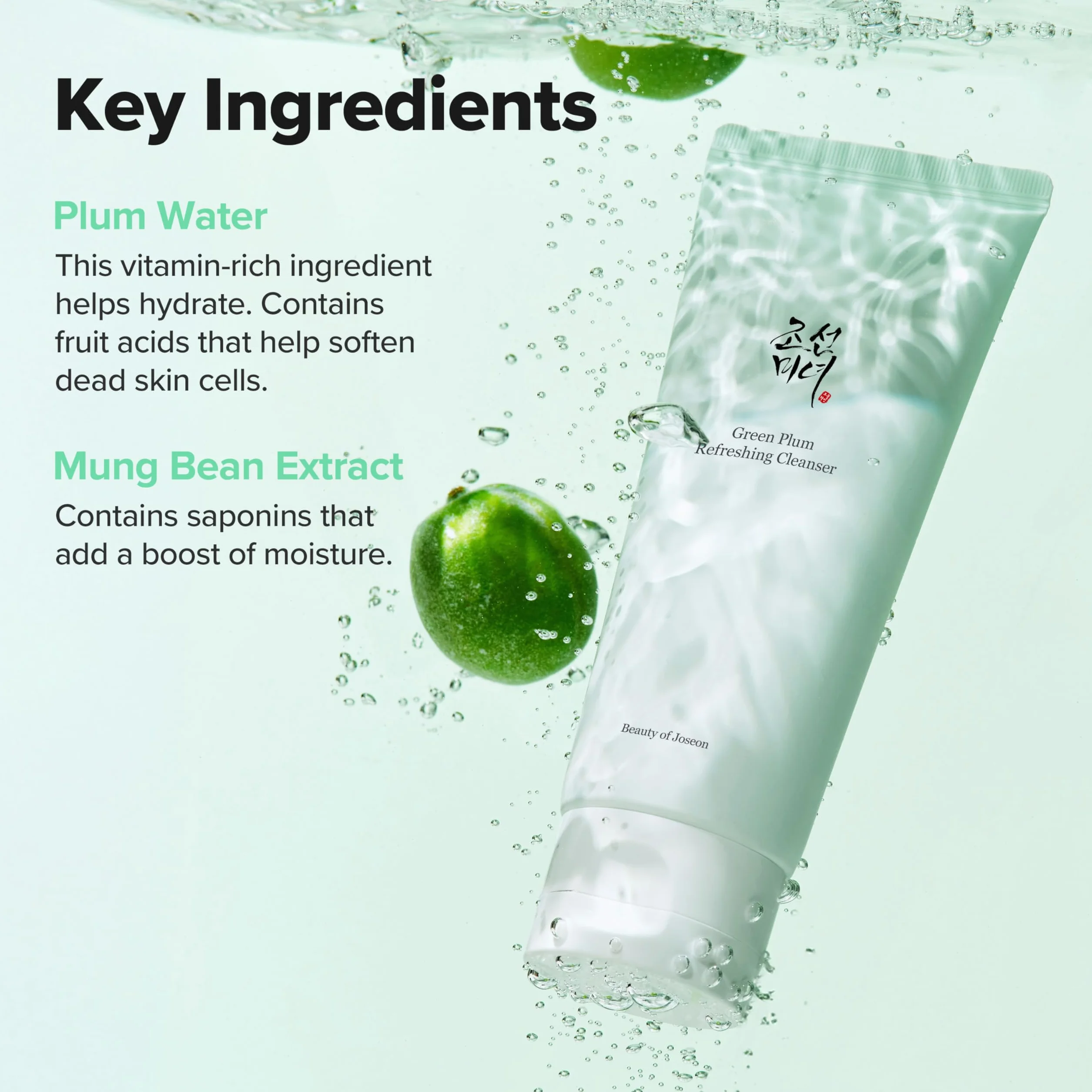 Beauty of Joseon Green Plum Refreshing Cleanser, Gel Detergente Viso, Pulizia Profonda dei Pori, Anti-Acne, Rimozione dei Punti Neri, Adatto a Tutti i Tipi di Pelle, Skincare Coreana, 100ml