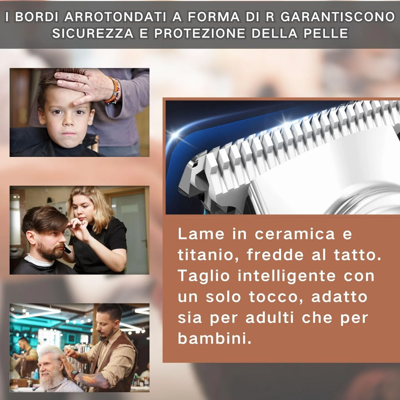 Tagliacapelli Uomo Professionale, Tagliacapelli Senza Fili per Macchinetta per Capelli, Taglio di Precisione, Lame in Titanio, Indicatore Intelligente Della Batteria, Argento