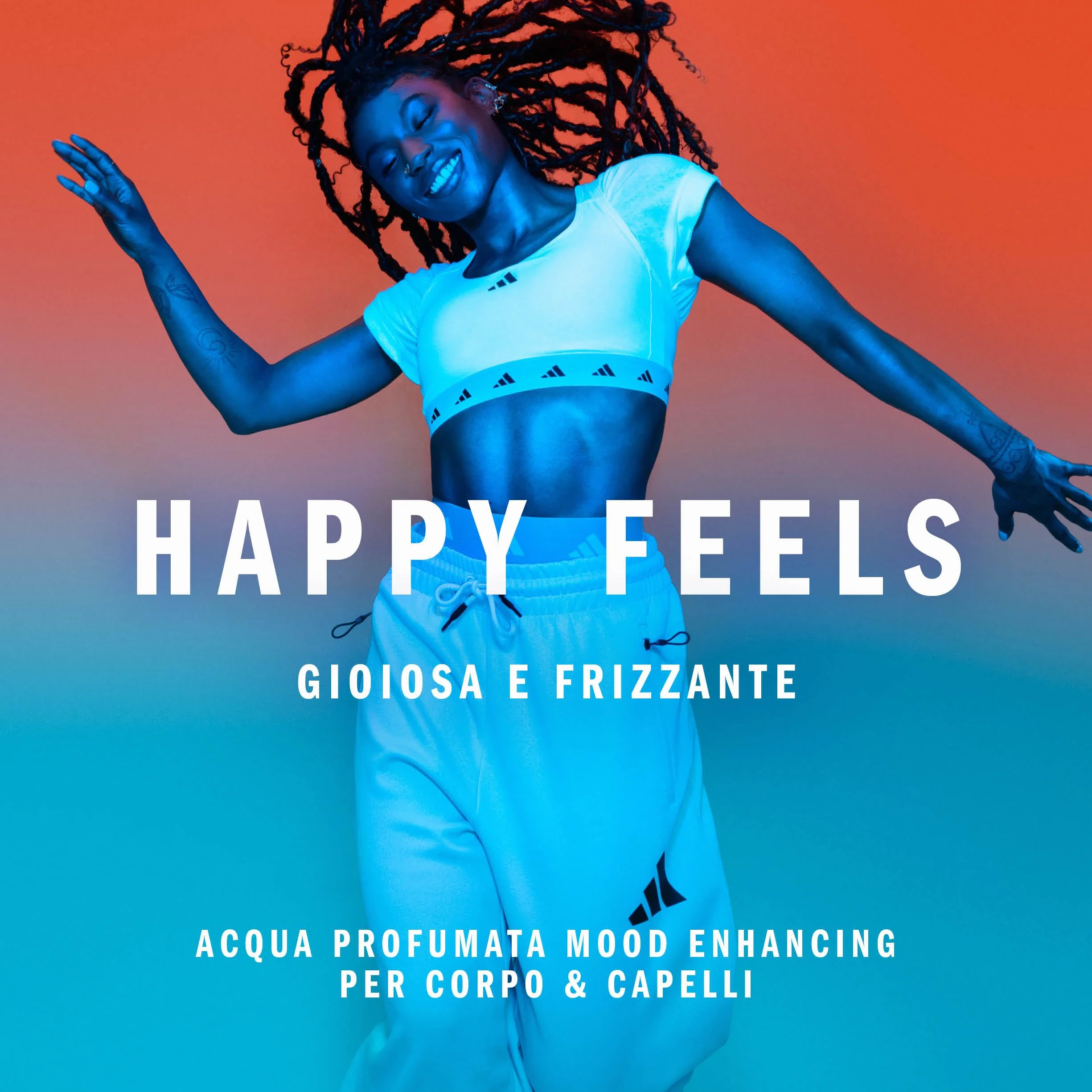adidas Vibes Happy Feels Acqua profumata spray per corpo e capelli, da Donna, Mood Boosting, Note di Tè al Gelsomino e Scorza di Pompelmo, Per Ogni Occasione, 236 ml