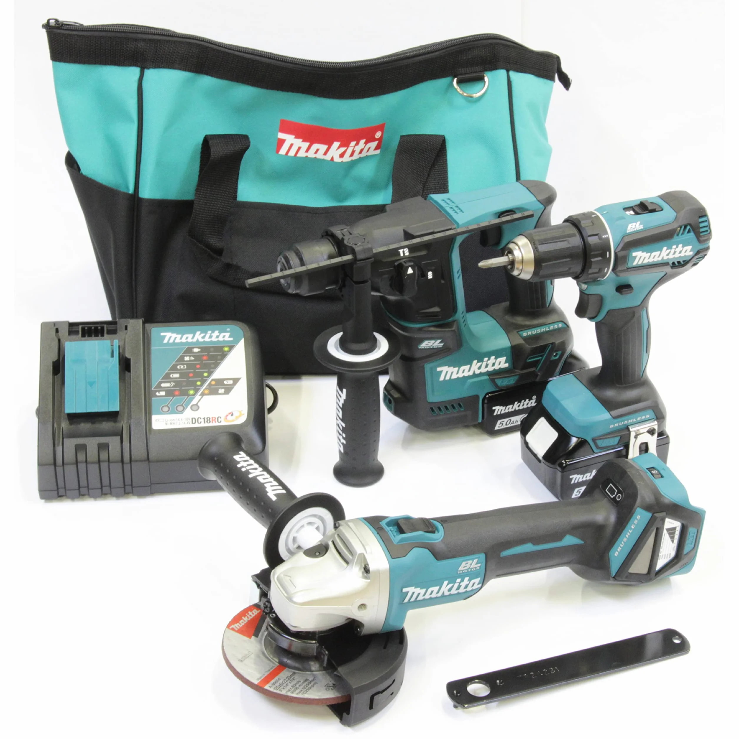 Makita DLX3179TX1 Kit combinato utensili a batteria 18V 5.0Ah 2 batterie + caricatore borsa trasporto