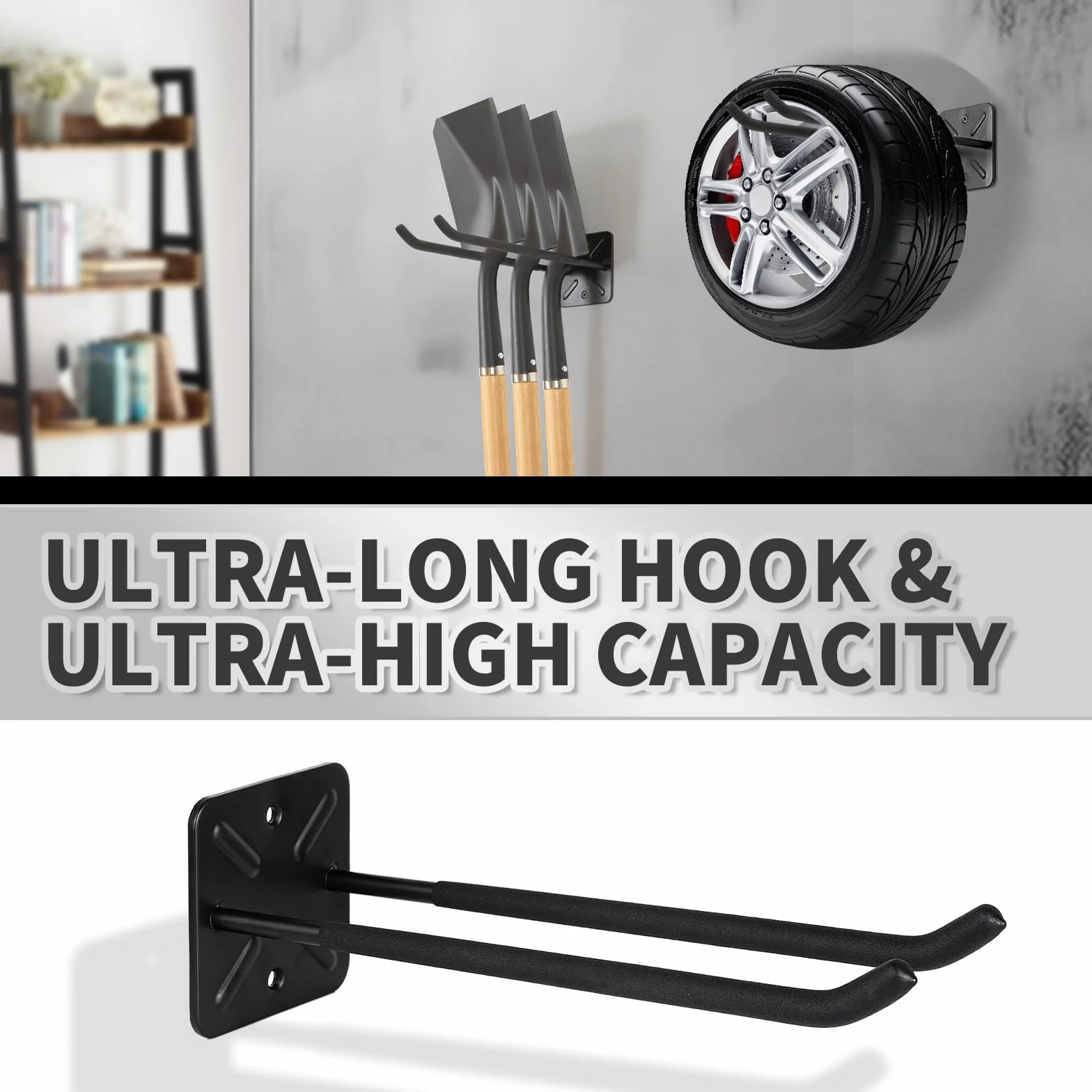 Ganci da Garage Heavy-Duty 30 cm, Organizer per Attrezzi da Montare a Muro, Ganci Doppio Versatili per Stoccaggio