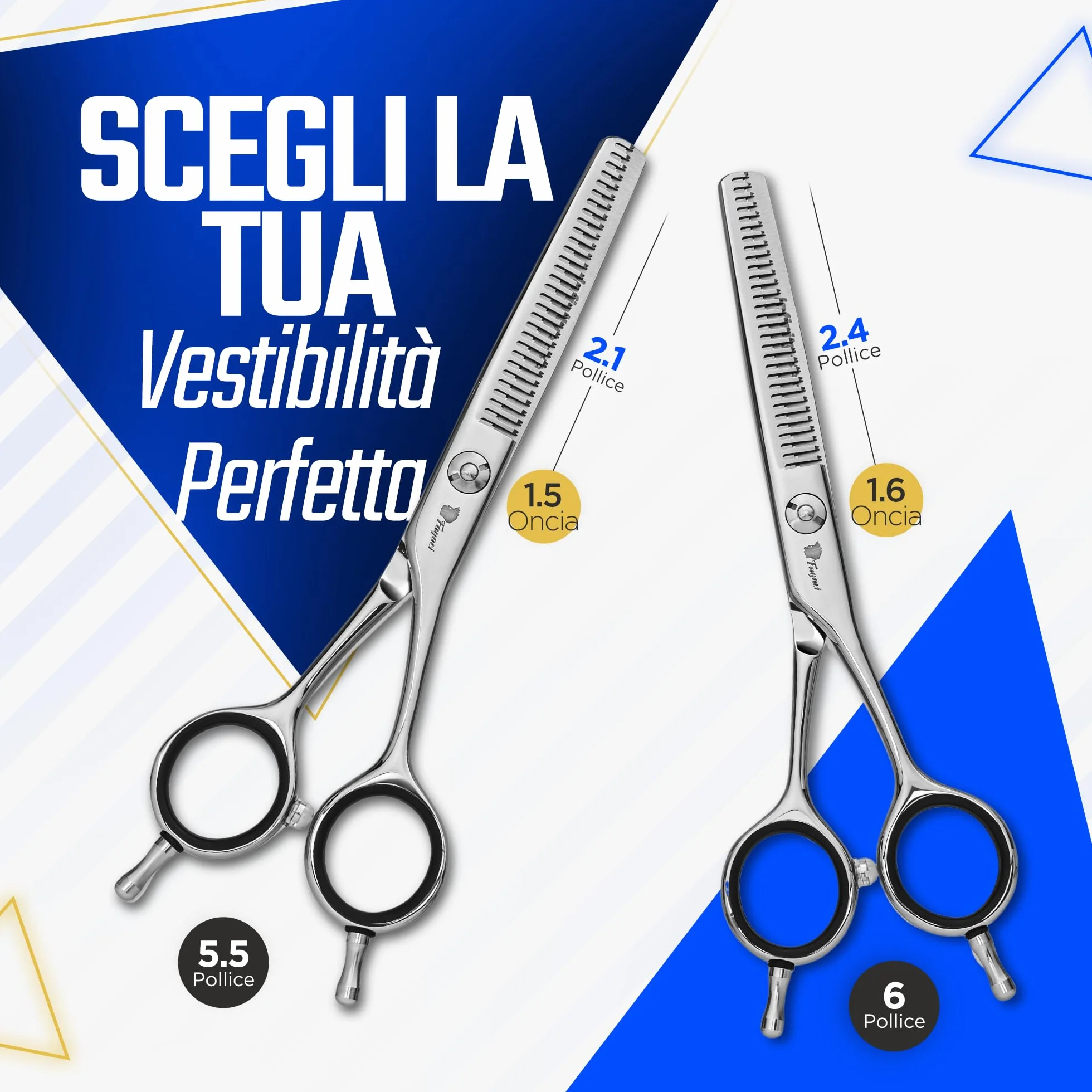 Fagaci Forbici per Sfoltire i Capelli 6" con Acciaio 440C, Forbici Parrucchiere Professionali Barbiere Estrema Affilatura e Tagli Precisi, Lame Sottili