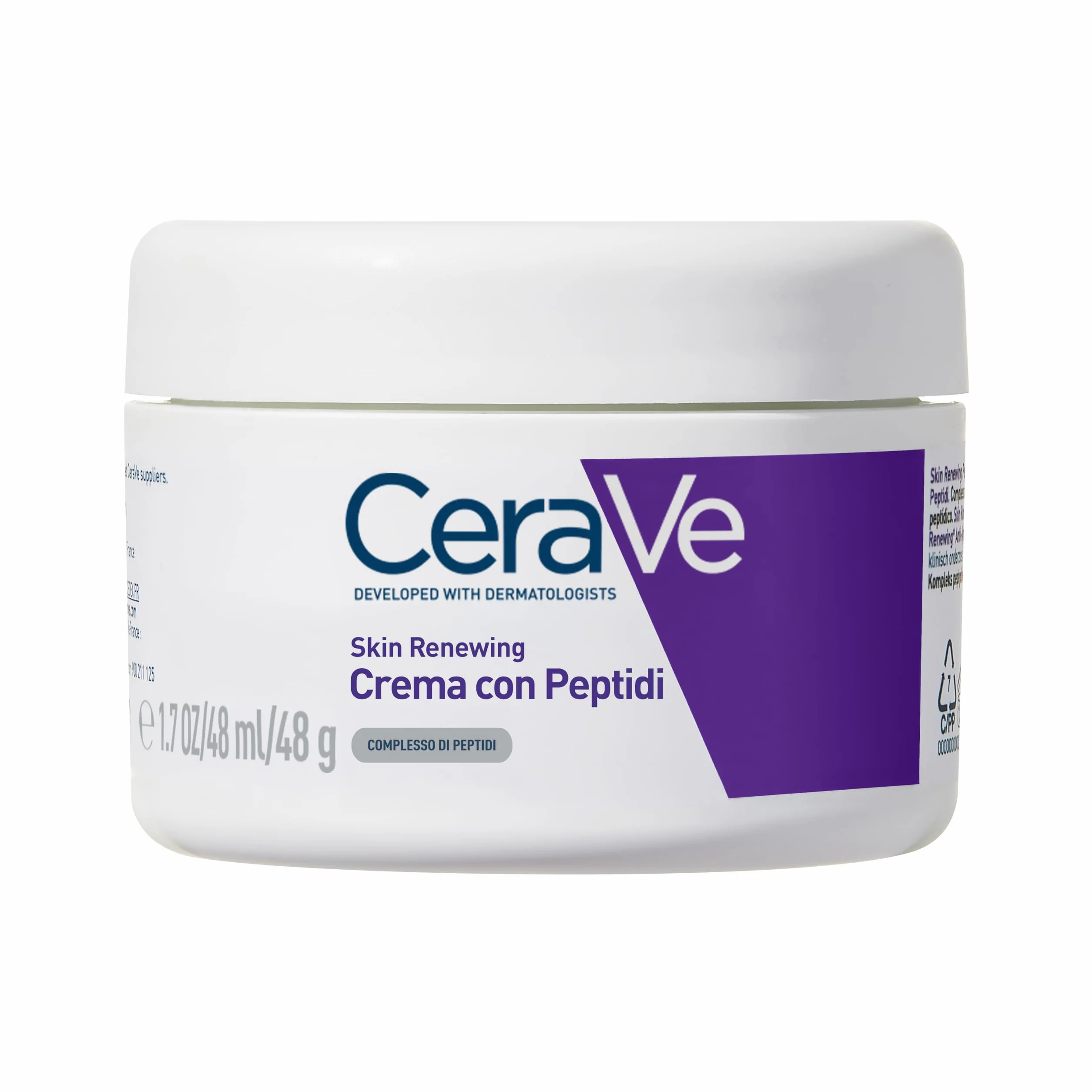 CeraVe Skin Renewing Crema Viso Peptidi, Per Pelle con i Primi Segni dell'Età, Pelle più Idratata, Elastica e Tonica, Con Complesso di Peptidi, 3 Ceramidi Essenziali e Niacinamide, 48g