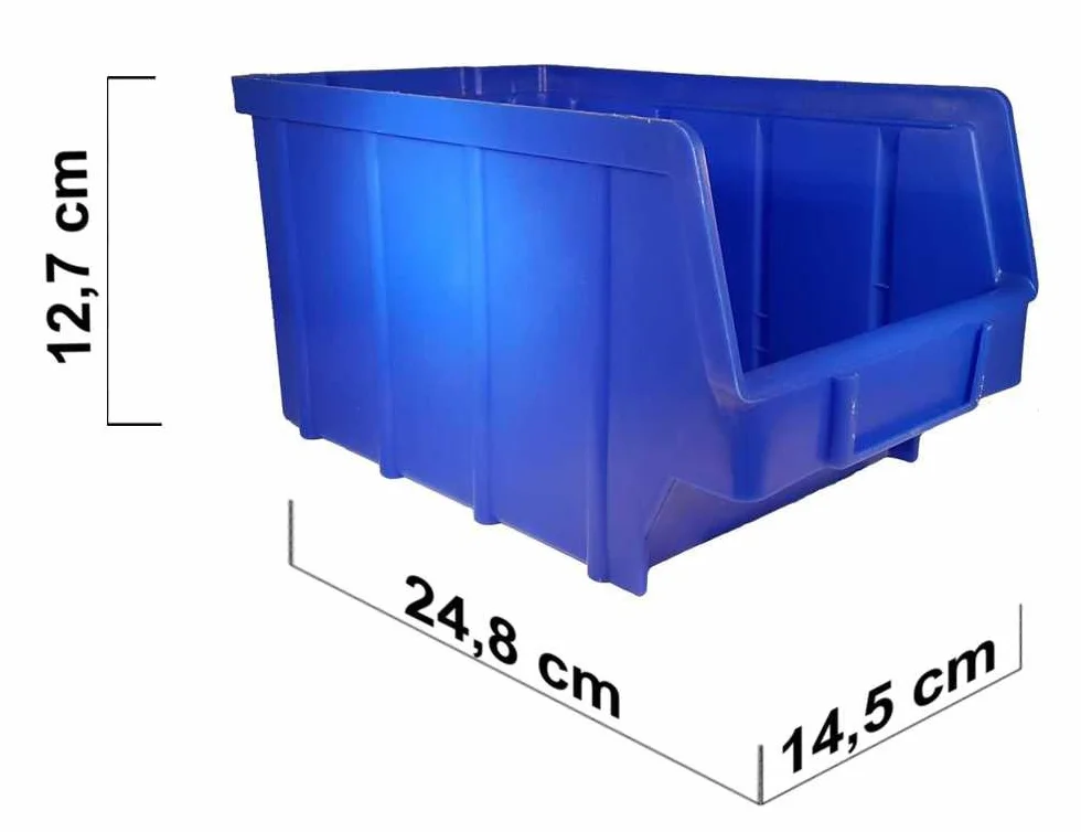 Scatole Impilabili in Plastica PP 26 Pezzi Taglia 3 145x248x127 mm Cassette