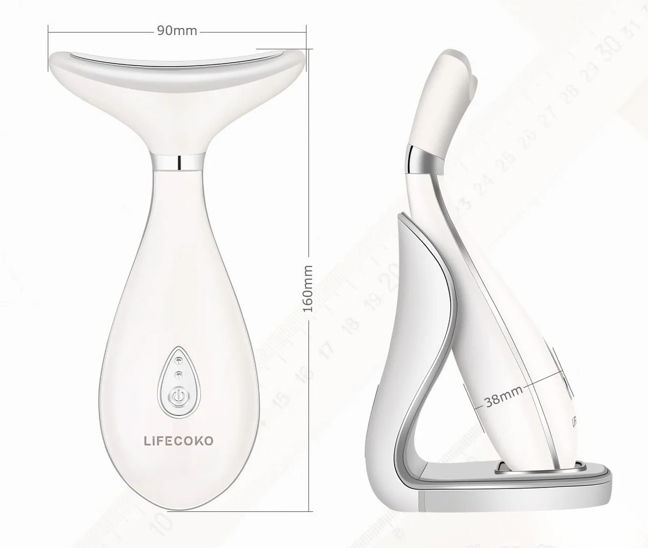 Massager per viso elettrico Antirughe, massaggiatore di bellezza per il viso e il collo, Massager del dispositivo tonificante per il, Ricaricabile USB portatile (Bianco)