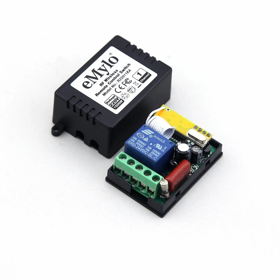 eMylo Smart Wireless Remote Switch 220V 1000V 433MHz 1 Canale con Due Trasmettitori