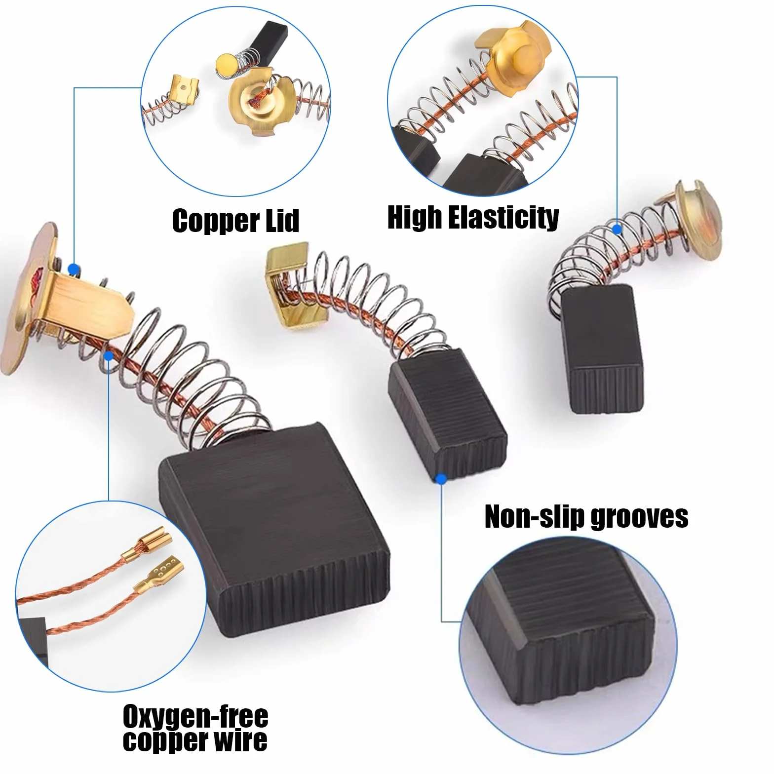 Spazzole di carbone universali per utensili elettrici, 10 misure, martello perforatore, smerigliatrice angolare