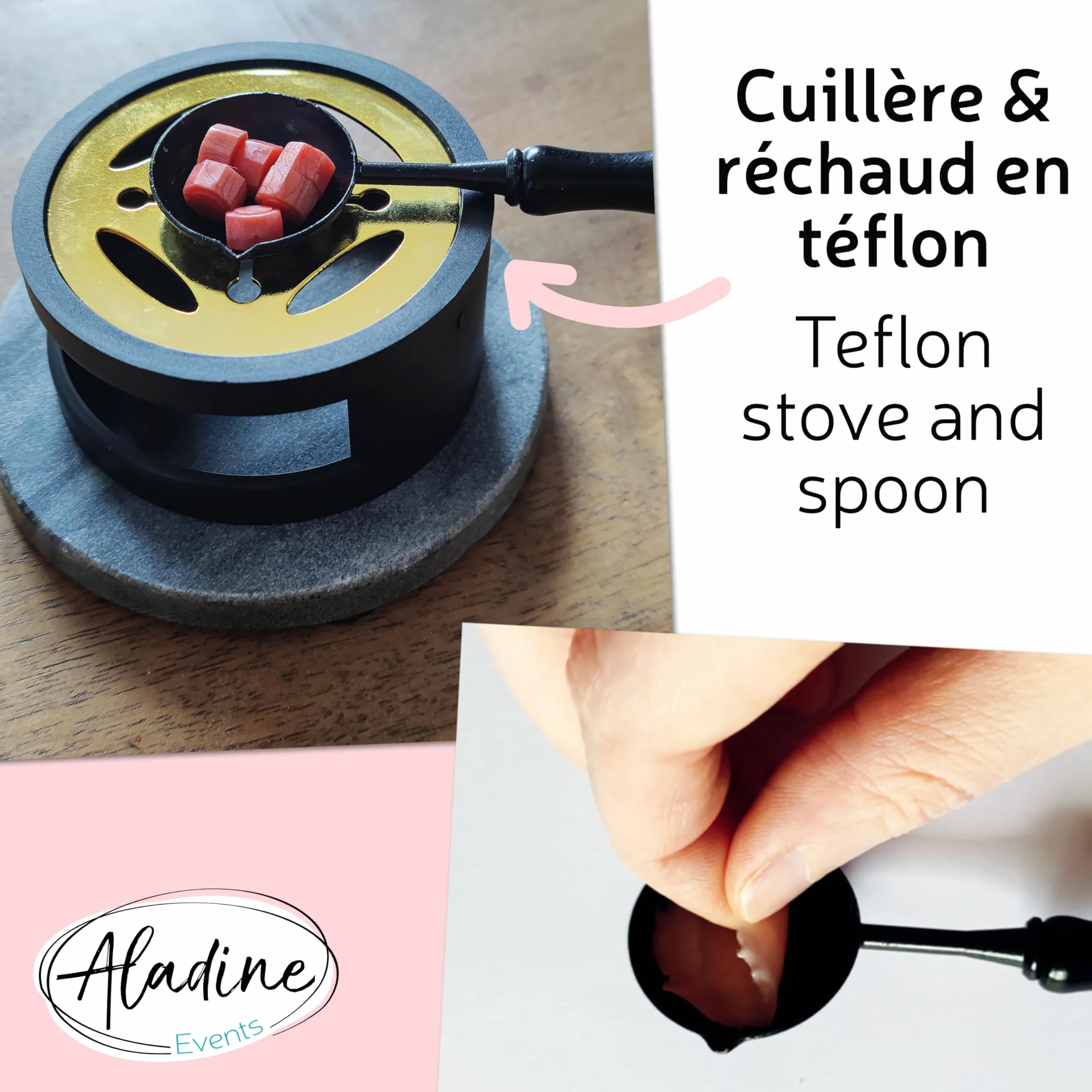Aladine Scaldacera Cucchiaio Teflon Fornello Cera Sigillante