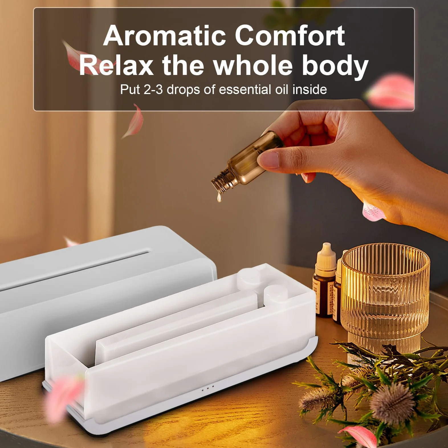 IEEILULU Diffusore di Oli Essenziali Fiamma, Diffusore Profumo Ambiente con Telecomando, 7 Tipi di Luci LED con Timer, Ideale per Casa Ufficio Sport (Bianco)