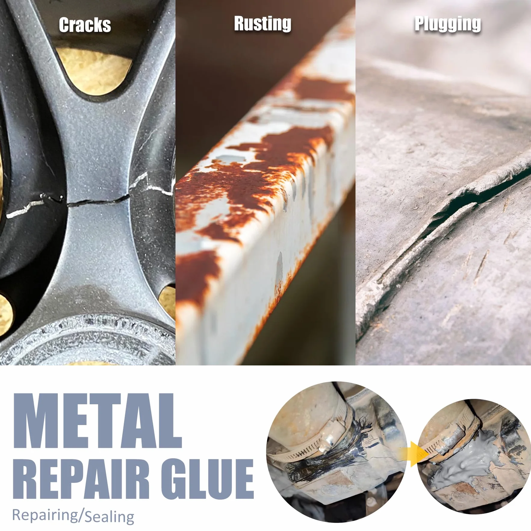 Colla Bicomponente per Saldatura in Metallo, Impermeabile e Resistente al Calore - Ripara Ceramica, Plastica, Leghe Metalliche