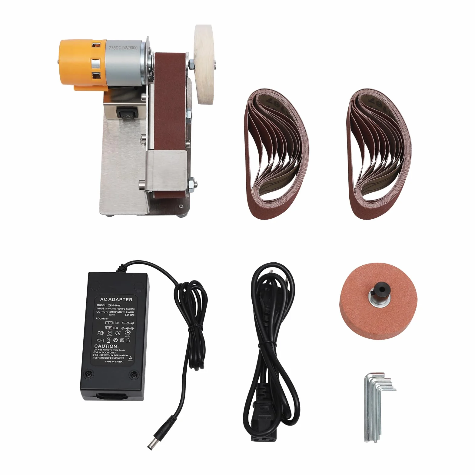 Mini levigatrice a nastro con disco abrasivo 4500-9000 giri/min regolazione velocità 7 livelli