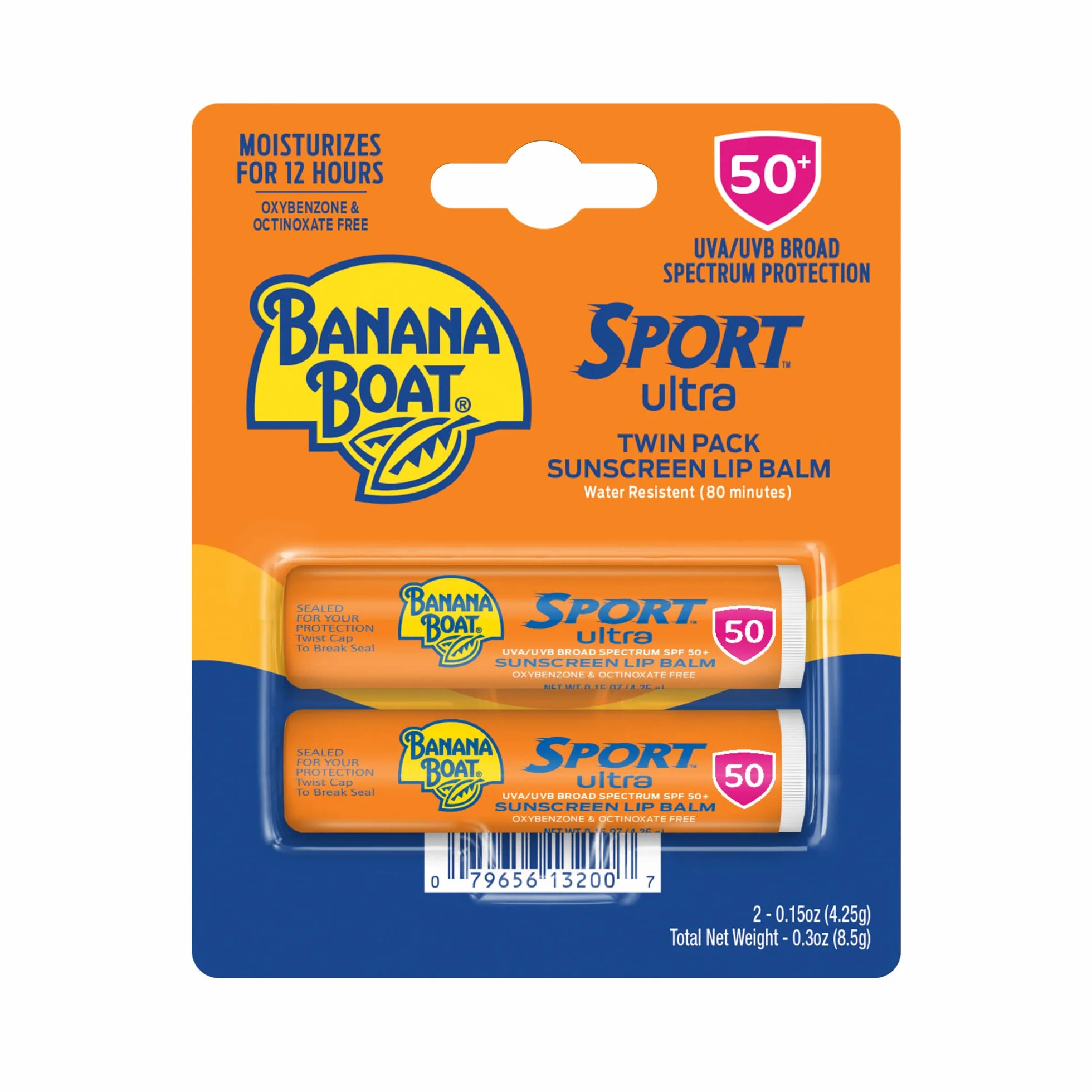 Banana Boat Sport Ultra Lip Balm Sunscreen, Broad Spectrum SPF 50.15oz. - Twin Pack