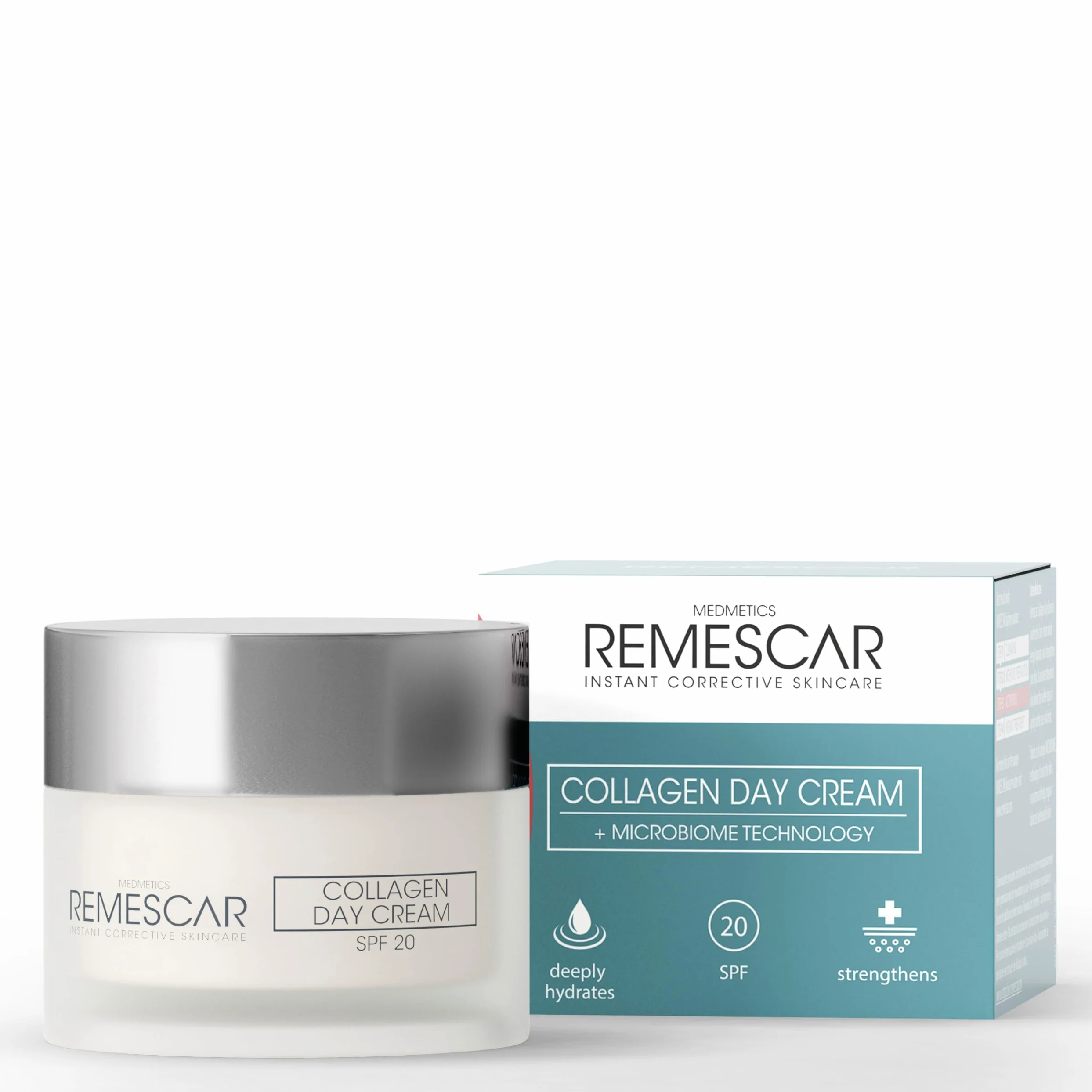 Remescar Crema Giorno Collagene SPF 20 50ml – Crema Viso Antietà e Idratante – Stimola il Collagene Naturale per Pelle più Soda e Luminosa
