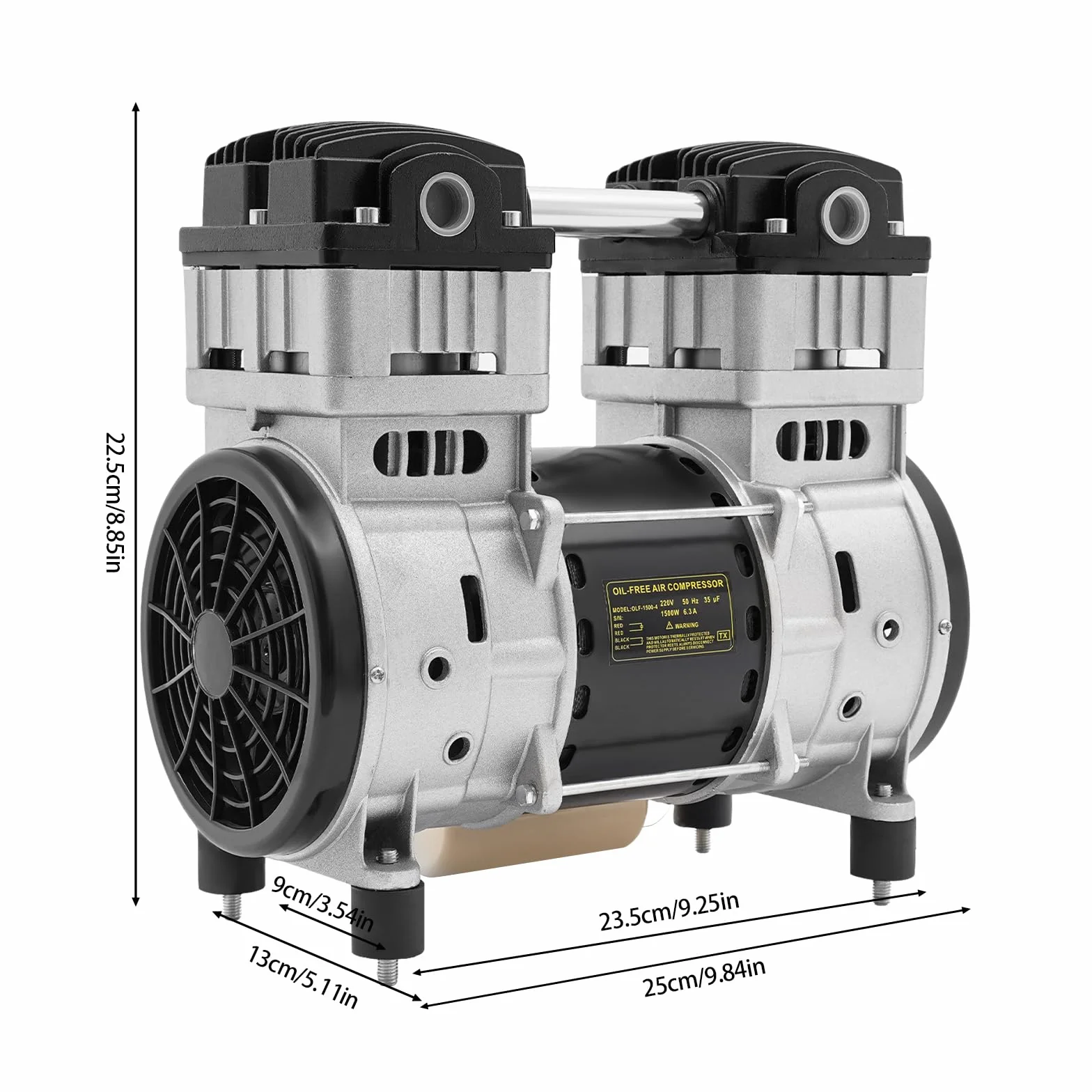 Compressore d'Aria Silenzioso 1500W 145L/min 2800 giri/min Testa in Rame per Officina Riparazioni Auto