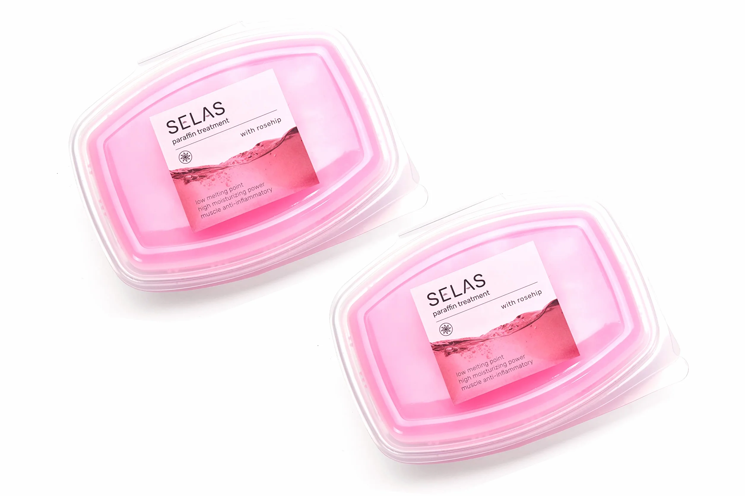 Paraffina di rosa mosqueta.PACK 2600ml (980g x 2 pezzi) SELAS. Per trattamenti terapeutici ed estetici di mani e piedi. Cera, caldo, professionale, bagni, spa, terapia, idratante, pelle secca.