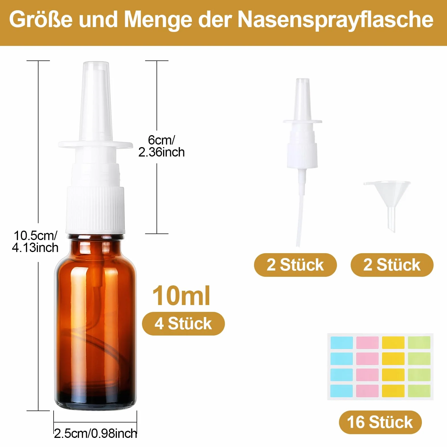 4 Pezzi Bottiglia Spray Nasale, 10ml Flaconi Spray Nasale, Riutilizzabile Spruzzatori Nasali Vuoti, Fine Vetro Nebulizzatore Spray per Profumi, Oli Essenziali, Soluzione Salina