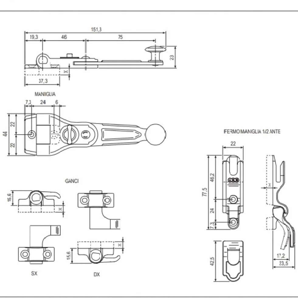 Effedielle UNICA Agb Kit base per spagnoletta a 1 e 2 ante