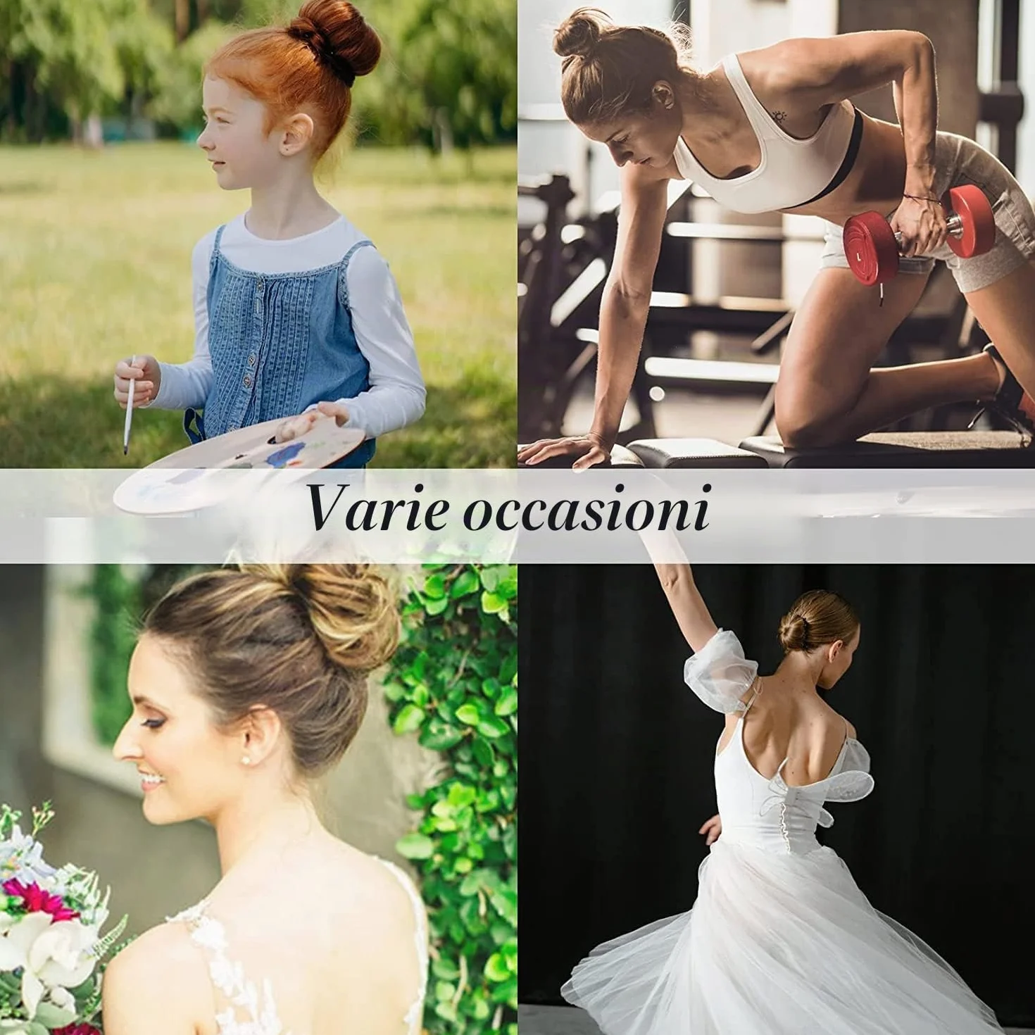 VEGCOO Chignon a Ciambella, 8 Pz Creatore per Pane Ciambella Chignon a Ciambella Magic Hair per Bambine e Donne, con 15 Elastici per Capelli e 15 Forcine Forma di U (Marrone)