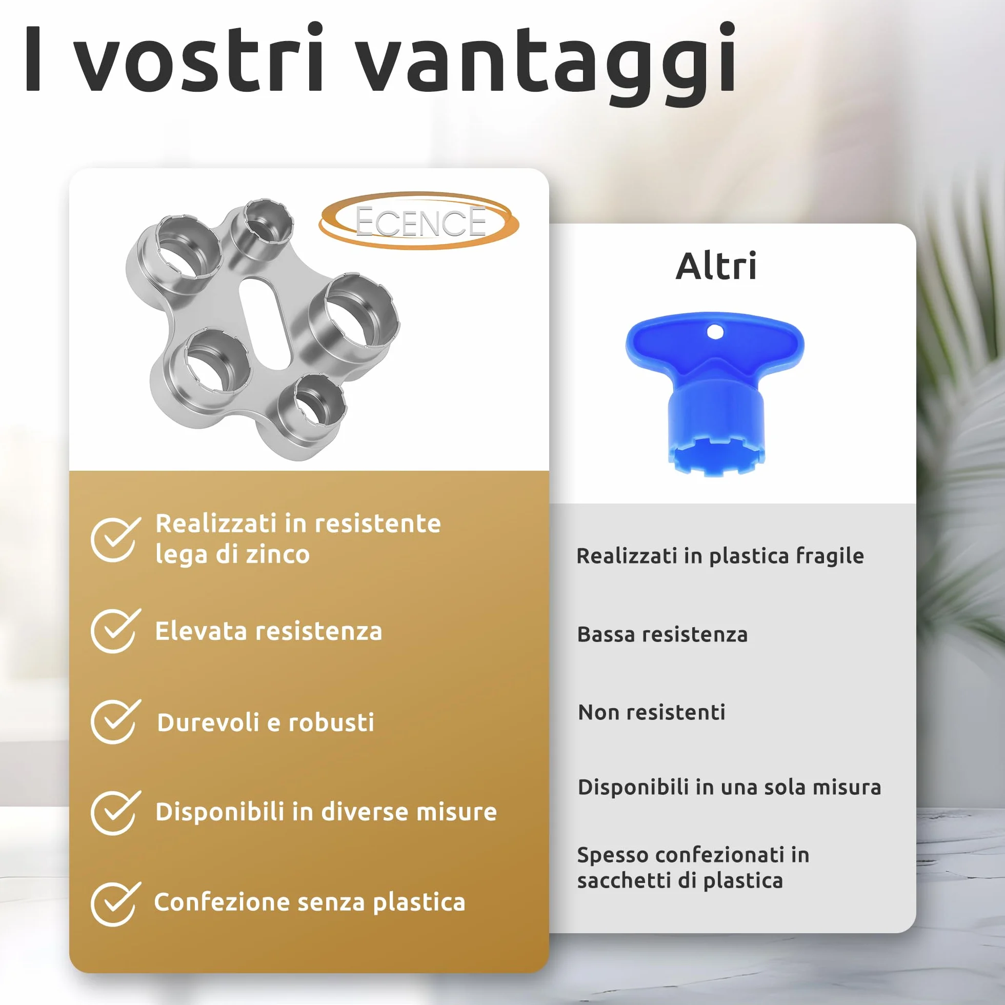 ECENCE Chiave per rompigetto rubinetto in lega di zinco M16 18 22 24 28