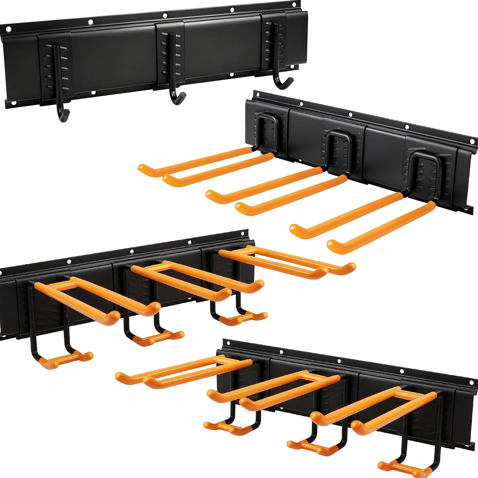 Supporto da Parete Pesante 162.4cm 200kg Portata Max 4 Guide 40.6cm 12 Ganci Antiruggine Organizzatore per Garage Officina