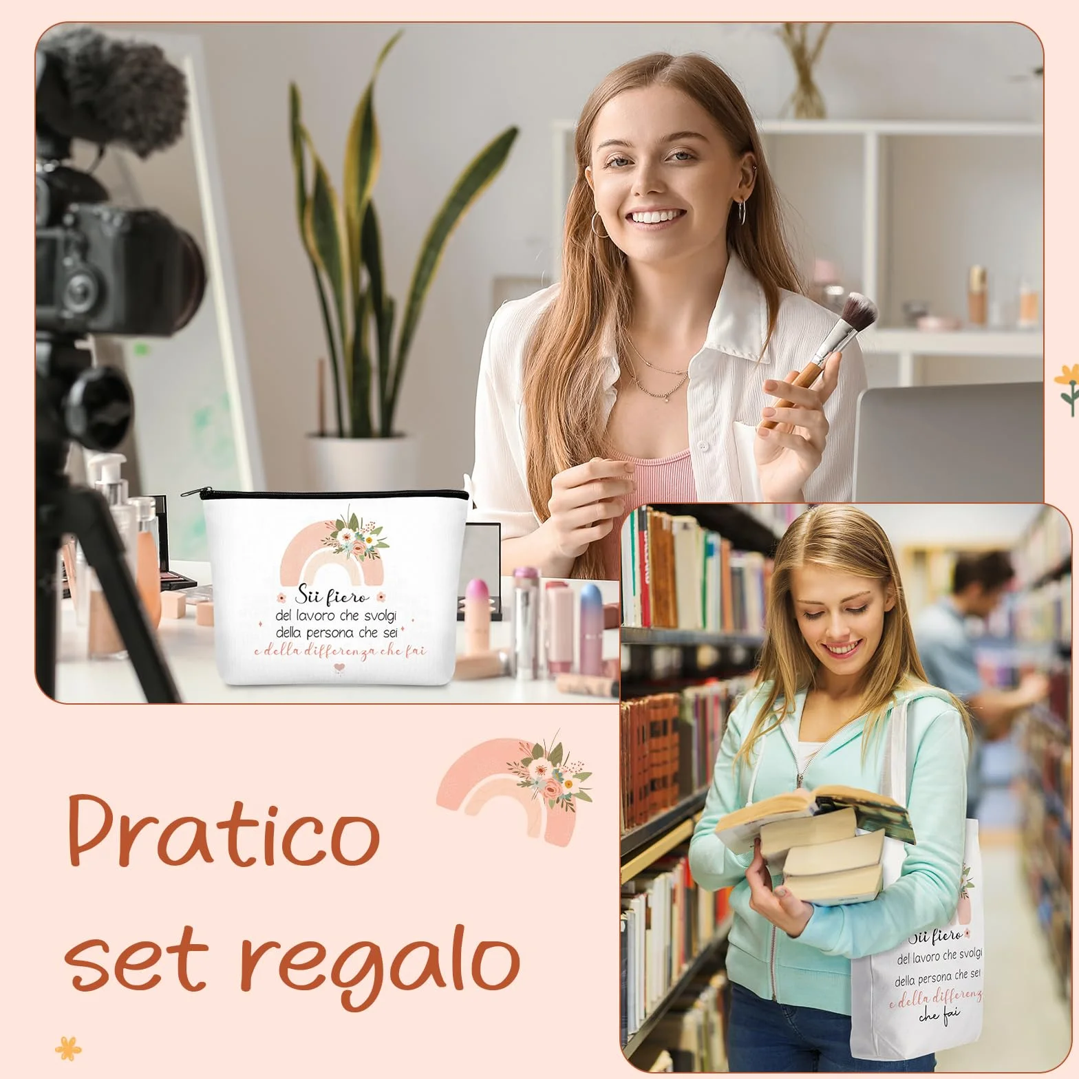 Xuniea Regalo per Colleghe Capo Maestra Donna Regali di Motivazionali Addio Ringraziamento Pochette Borsa per Cosmetici Portachiavi Borsa di Tela Laurea Compleanno Infermiera Amica Dipendente