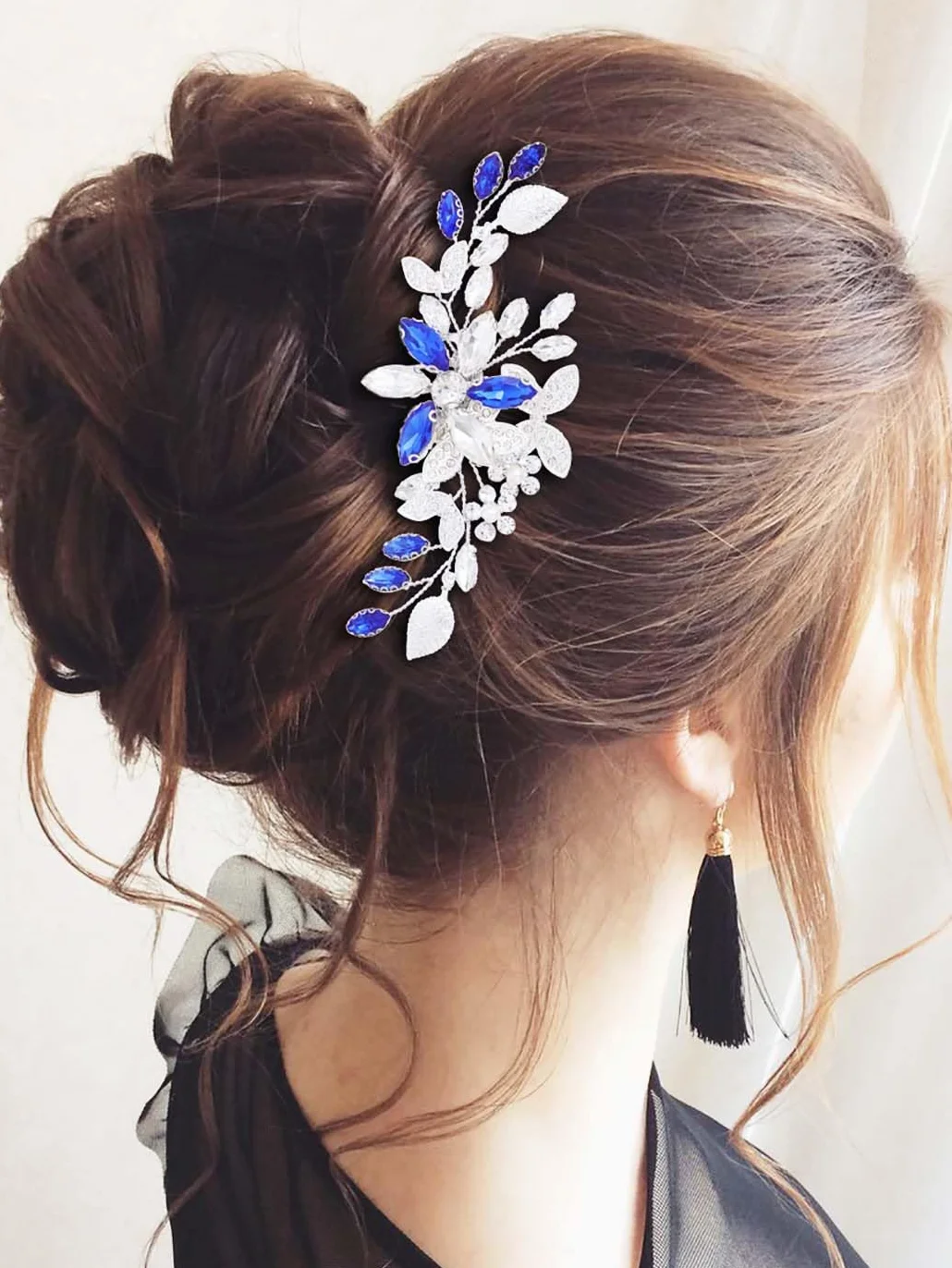 IYOU Pettine per Capelli da Sposa con Strass Blu Accessori per capelli da Sposa per Damigelle D'onore per le Donne