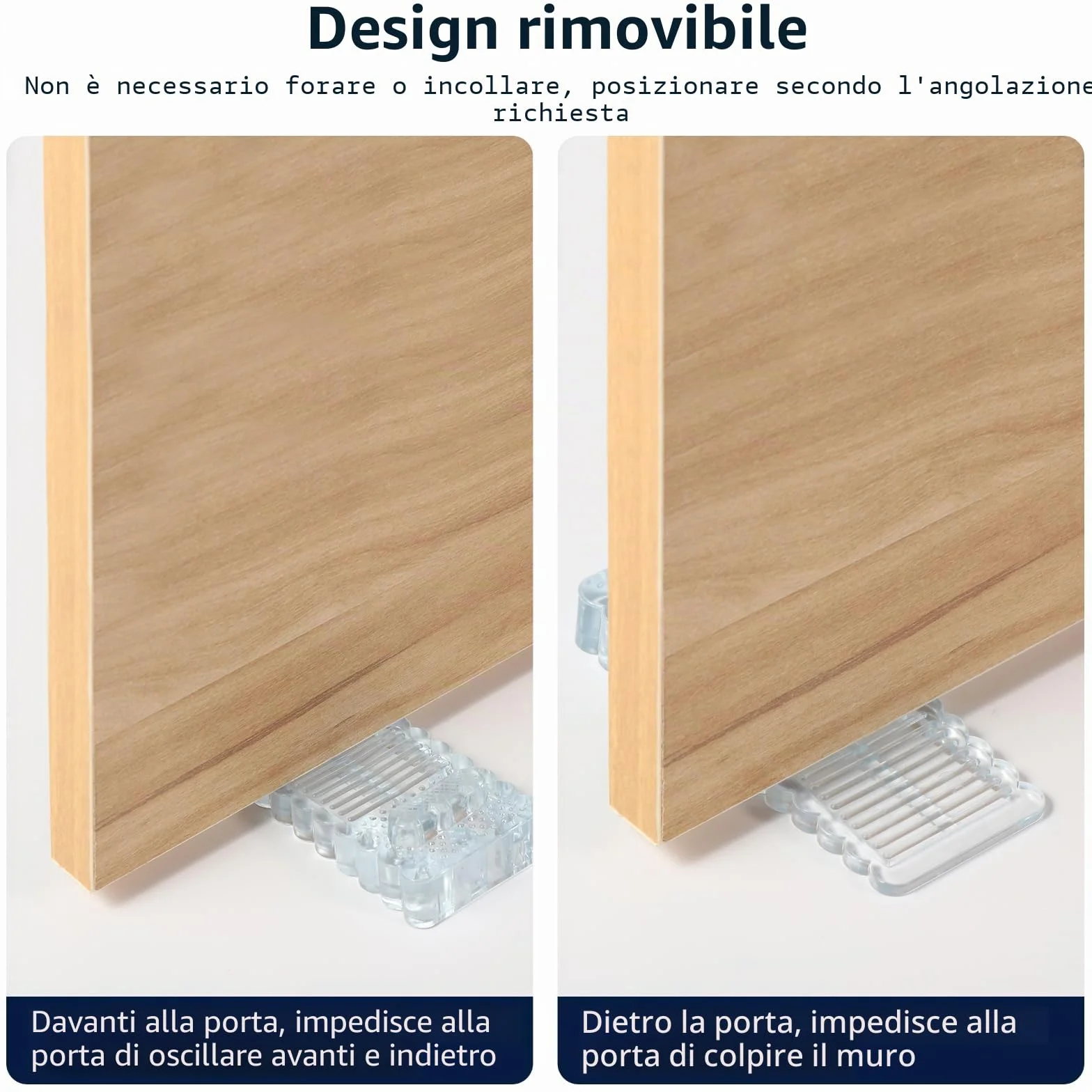 Vinabo Fermaporta 6 Pezzi Regolabile Impilabile per Porte e Pavimenti - Trasparente